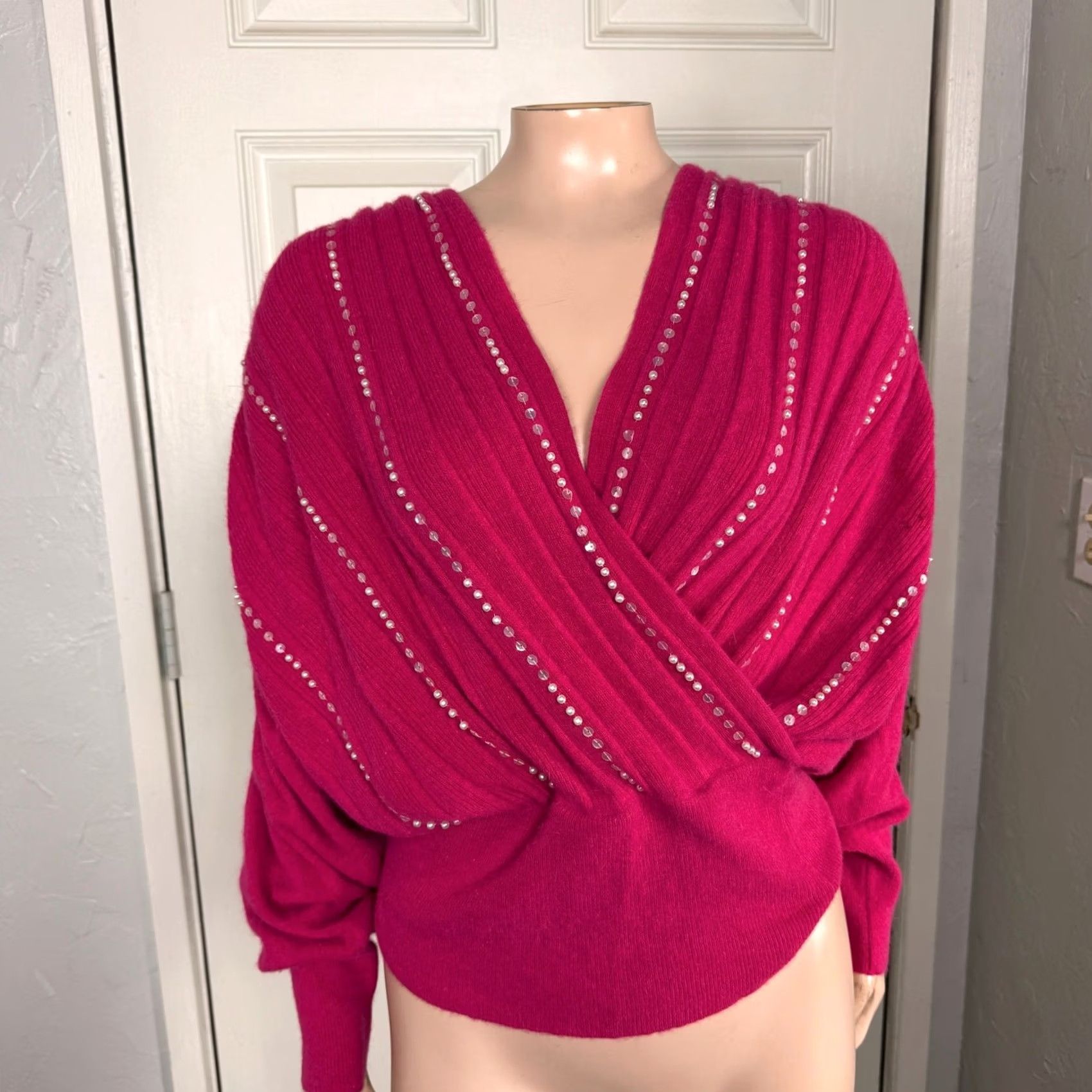 Vintage VINTAGE 80s 90s Italy Angora Wool Beaded Sequin Rabbit Sweater Women's Small V1 Size M / US 6-8 / IT 42-44 - 2 Thumbnail