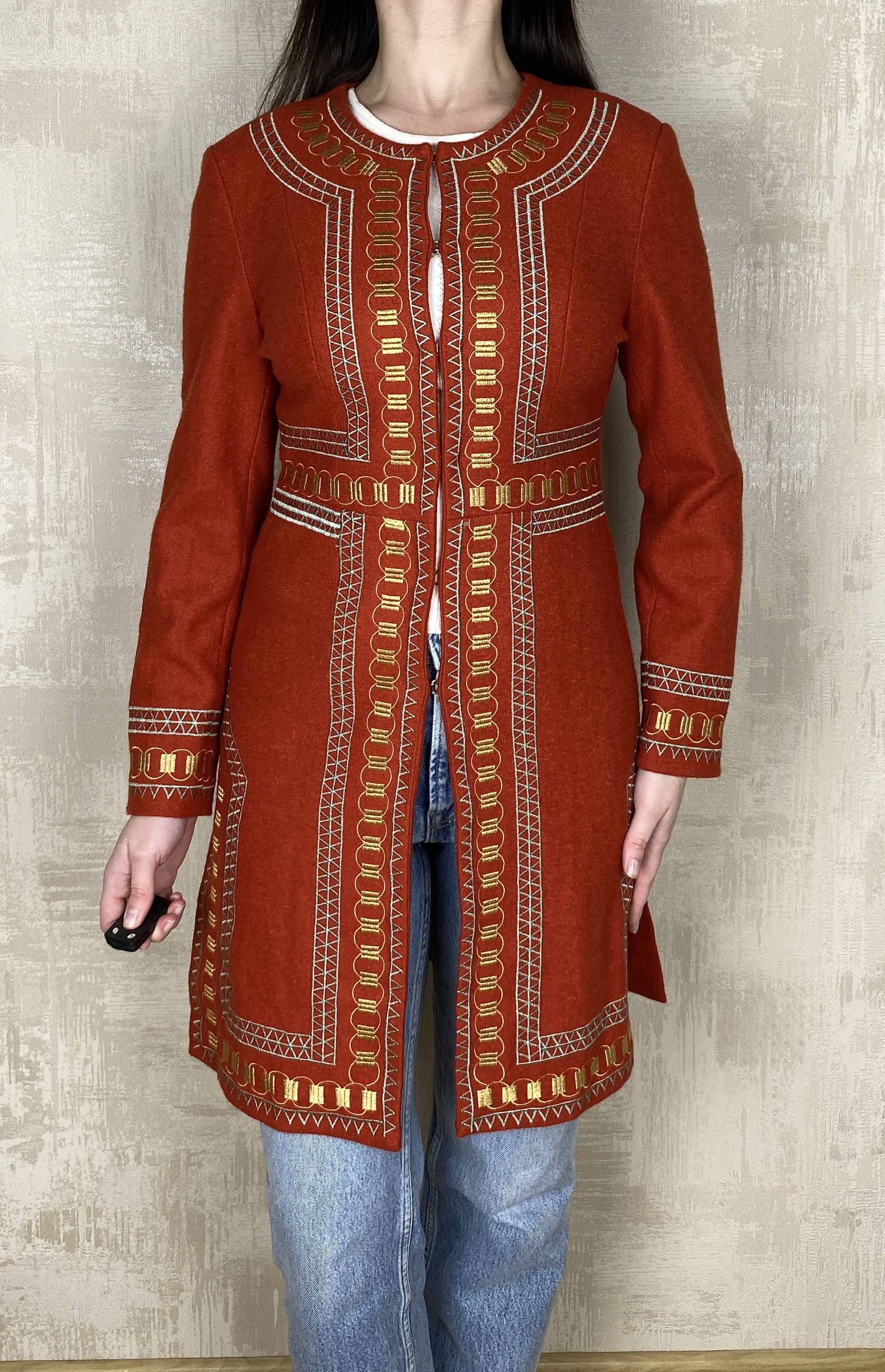 Anna Sui Anna Sui Wool Orange Bohemian Embroidered Details Coat Size M / US 6-8 / IT 42-44 - 2 Thumbnail