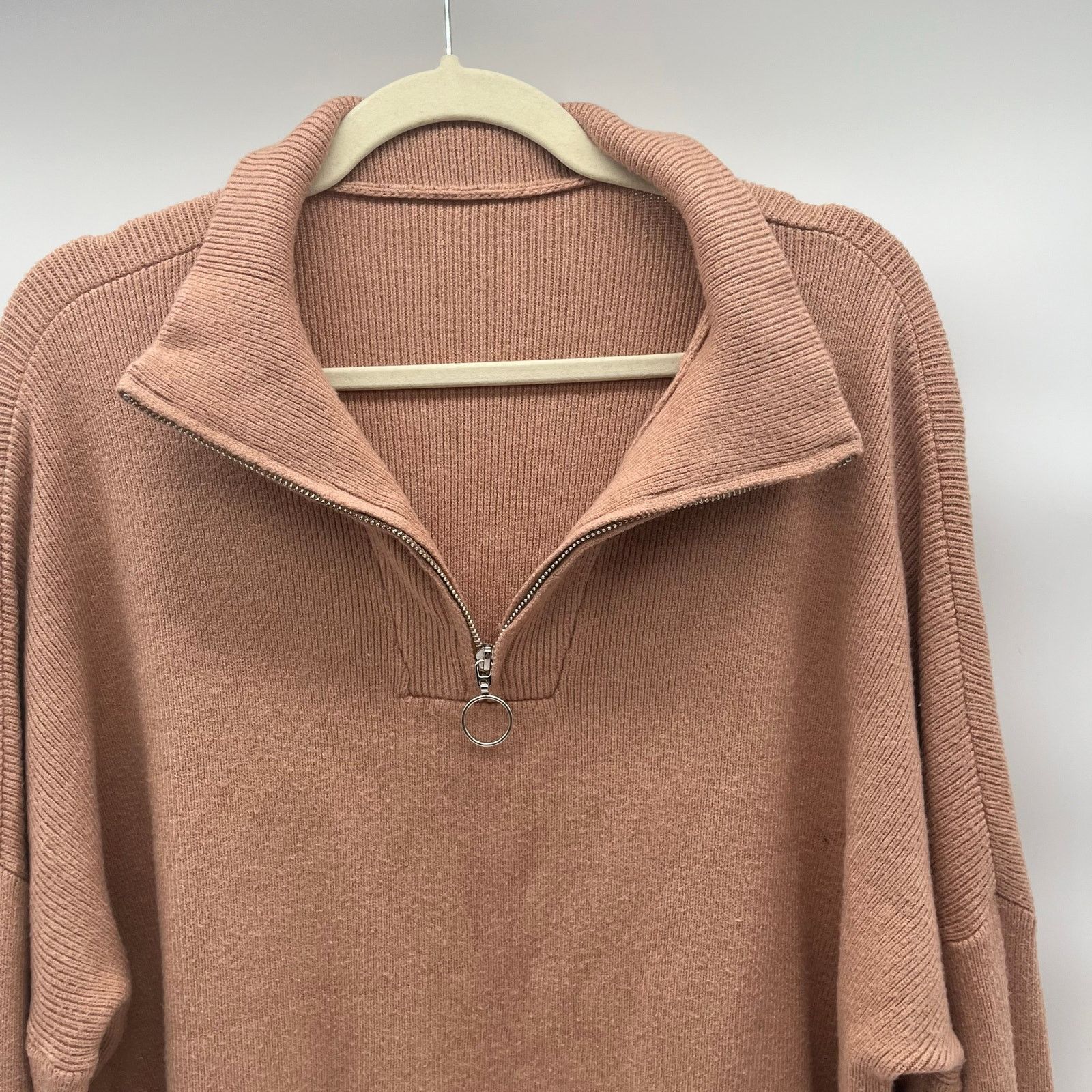 Unknown London Quarter Zip Collared Sweater, Beige, XL, Unisex Size XL / US 12-14 / IT 48-50 - 2 Thumbnail
