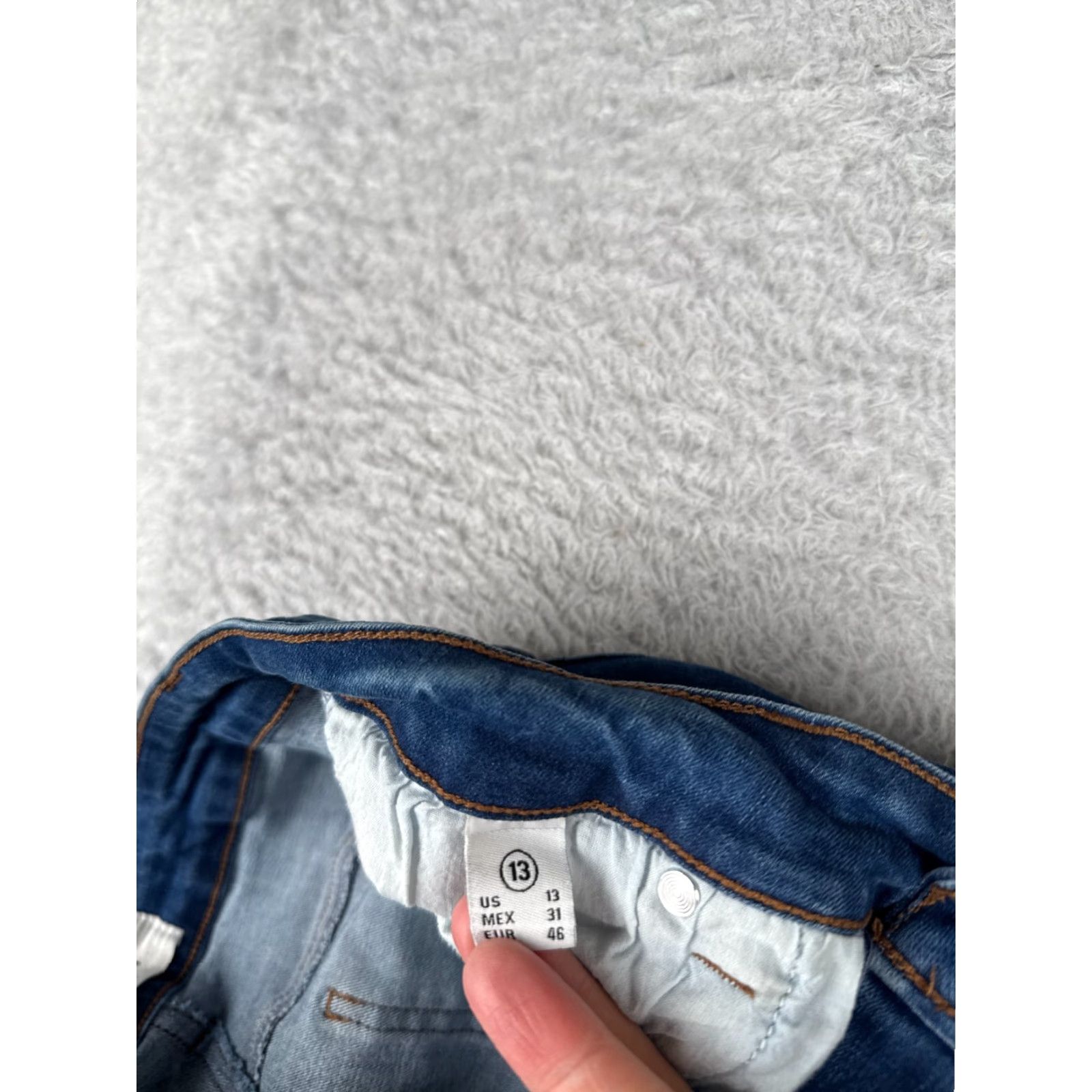 Vintage Enjean Jeans Juniors 13 Blue Denim Skinny Taper Cotton Poly Blend Mid Rise 30x26 Size 34" / US 12 / IT 48 - 7 Thumbnail