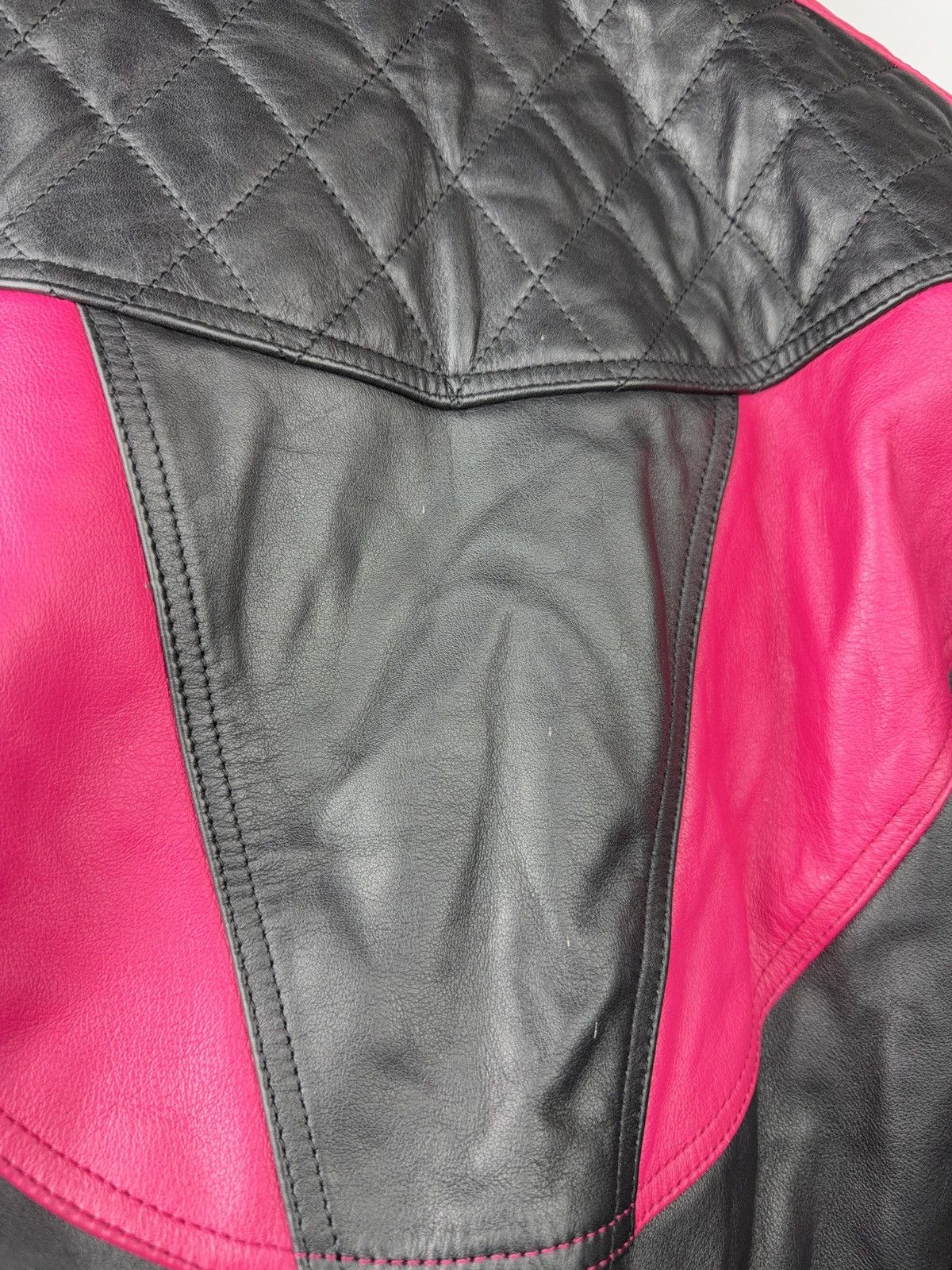 Genuine Leather Vintage 00s Leather Moto Racing Jacket Pink Black EU54 Size US L / EU 52-54 / 3 - 16 Thumbnail