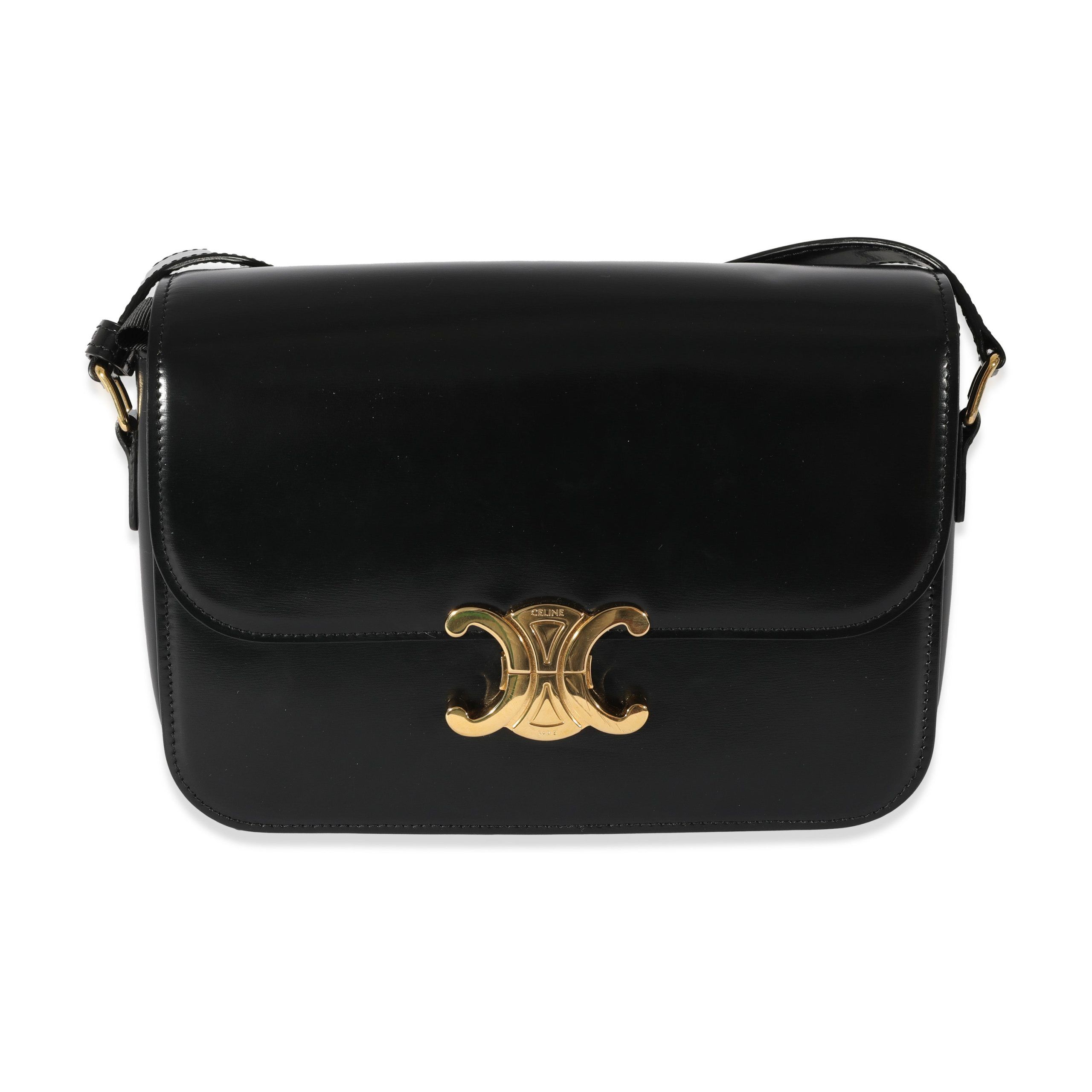 image of Celine Black Shiny Calfskin Classique Triomphe, Women's