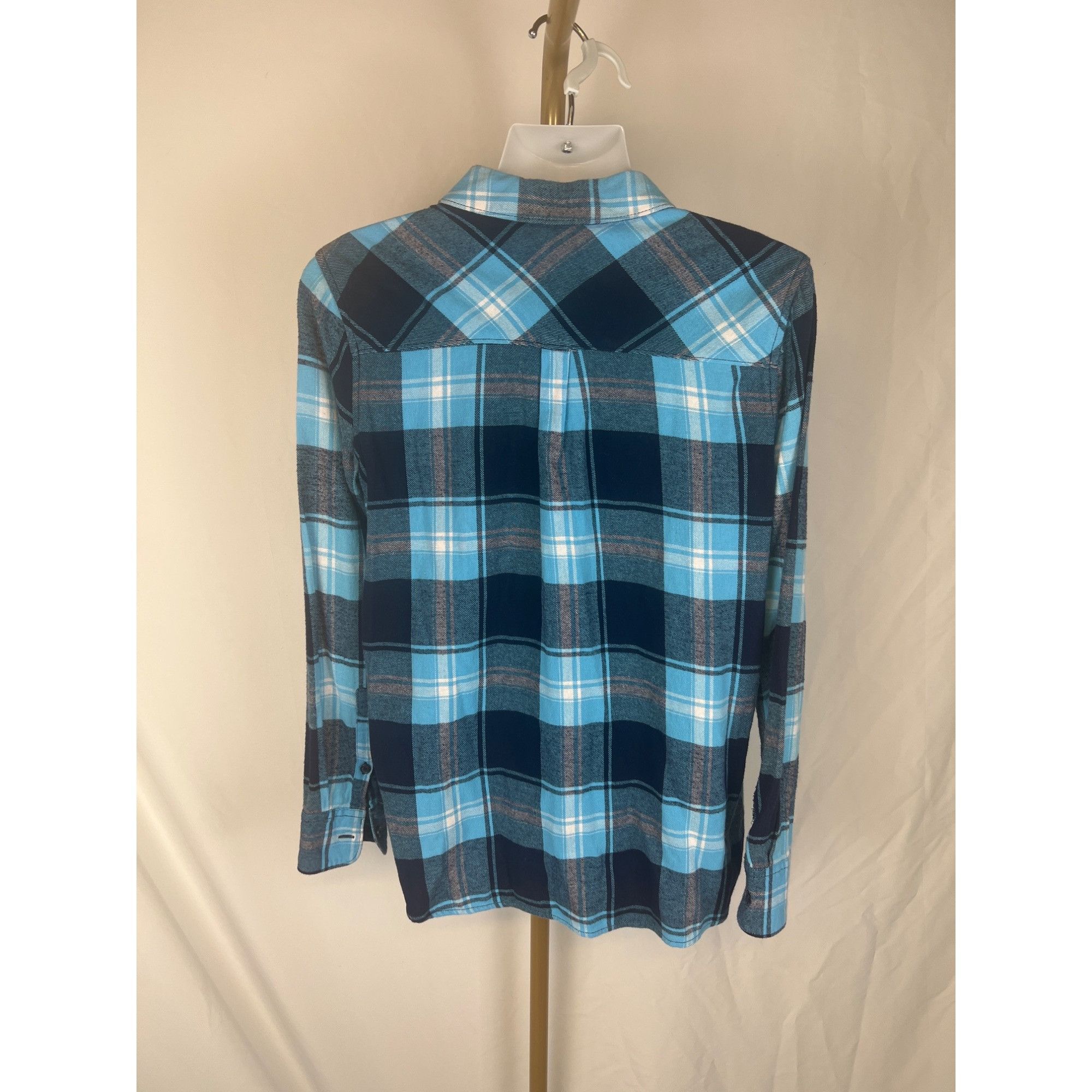 Woolrich Woolen Mills Woolrich Womens Blue Plaid Button-Up Shirt M/M 100% Cotton M Size M / US 6-8 / IT 42-44 - 2 Thumbnail