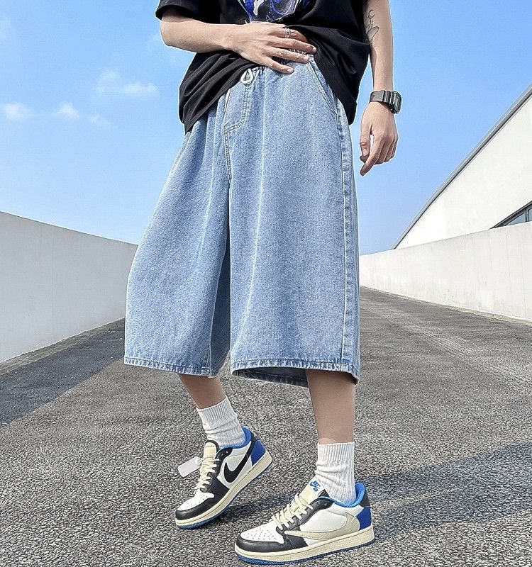 Japanese Brand × Jean Loose straight leg wide leg denim shorts Size US 32 / EU 48 - 4 Thumbnail