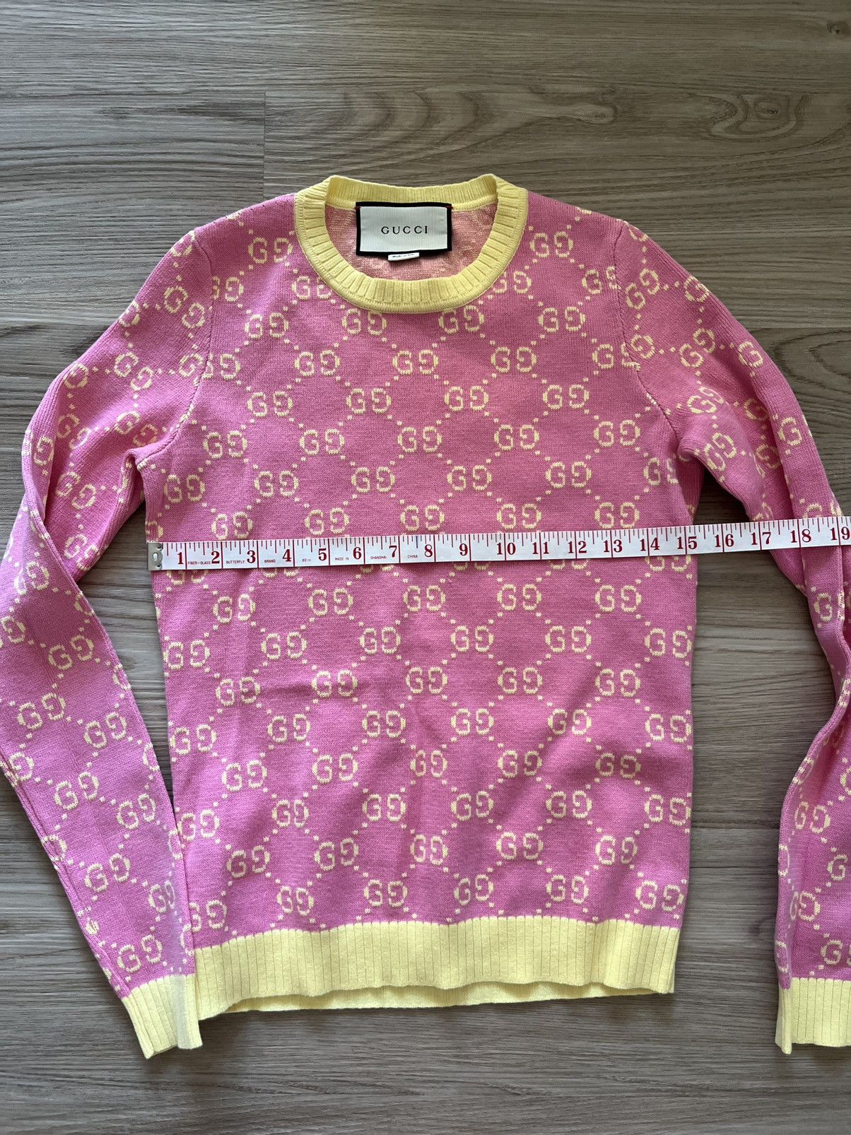 Gucci Gucci pink and yellow monogram cotton knit sweater Size S / US 4 / IT 40 - 2 Thumbnail