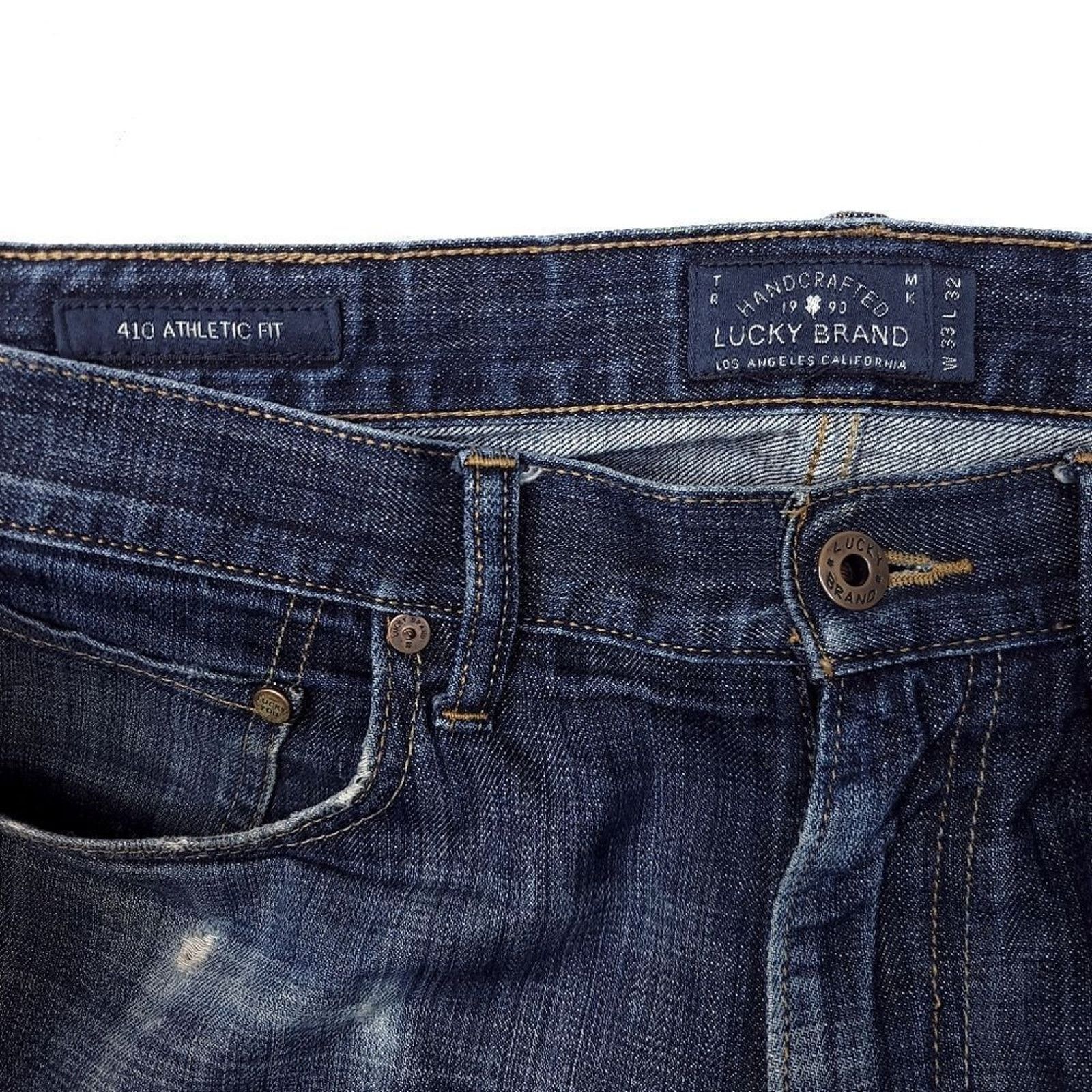Lucky Brand Lucky Brand 410 Athletic Fit Jeans Mens 33x32 Blue Size US 33 - 4 Thumbnail