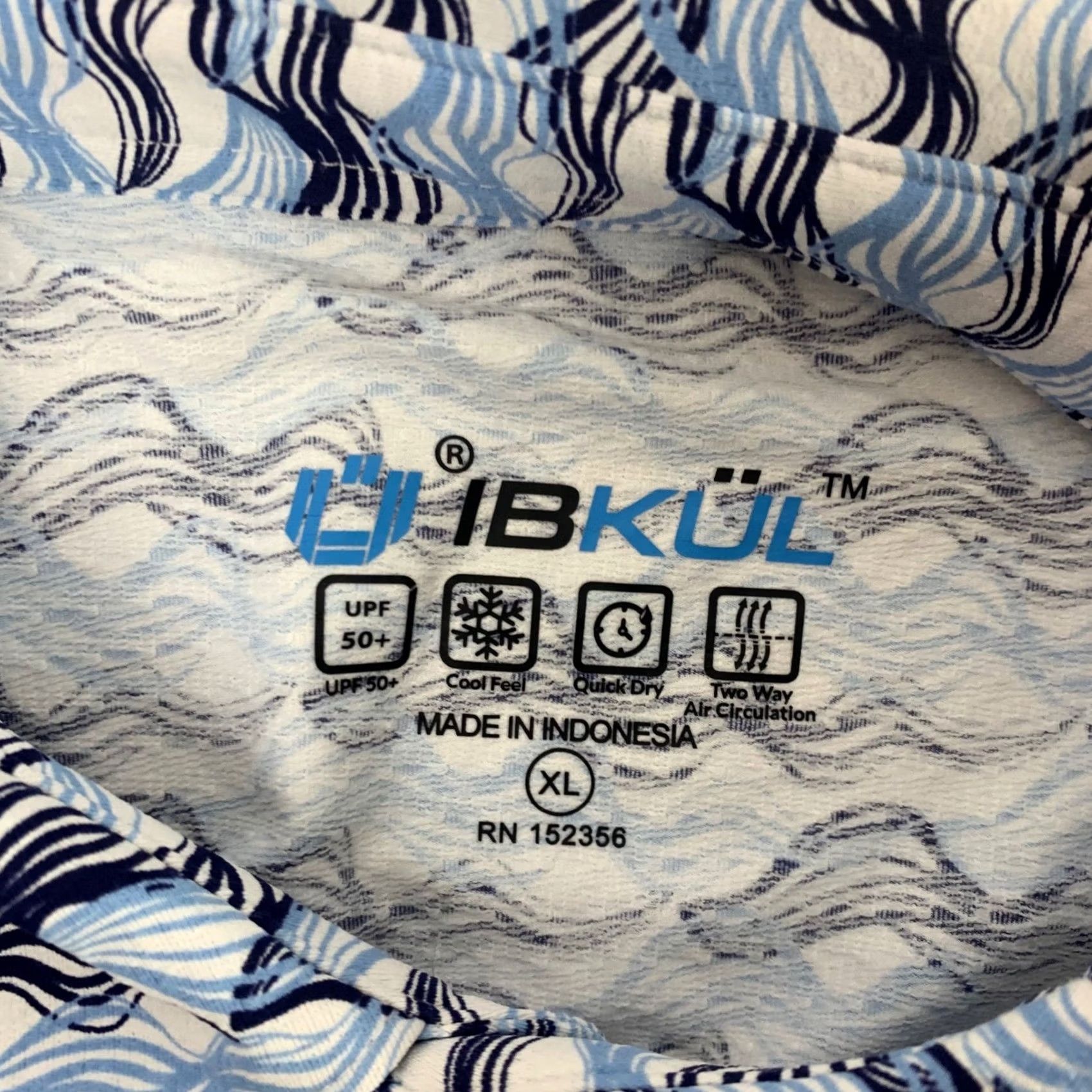 Vintage IBKUL Polo Shirt Mens XL Blue Wave Print UPF 50+ Performance Short Sleeve Size US XL / EU 56 / 4 - 3 Thumbnail