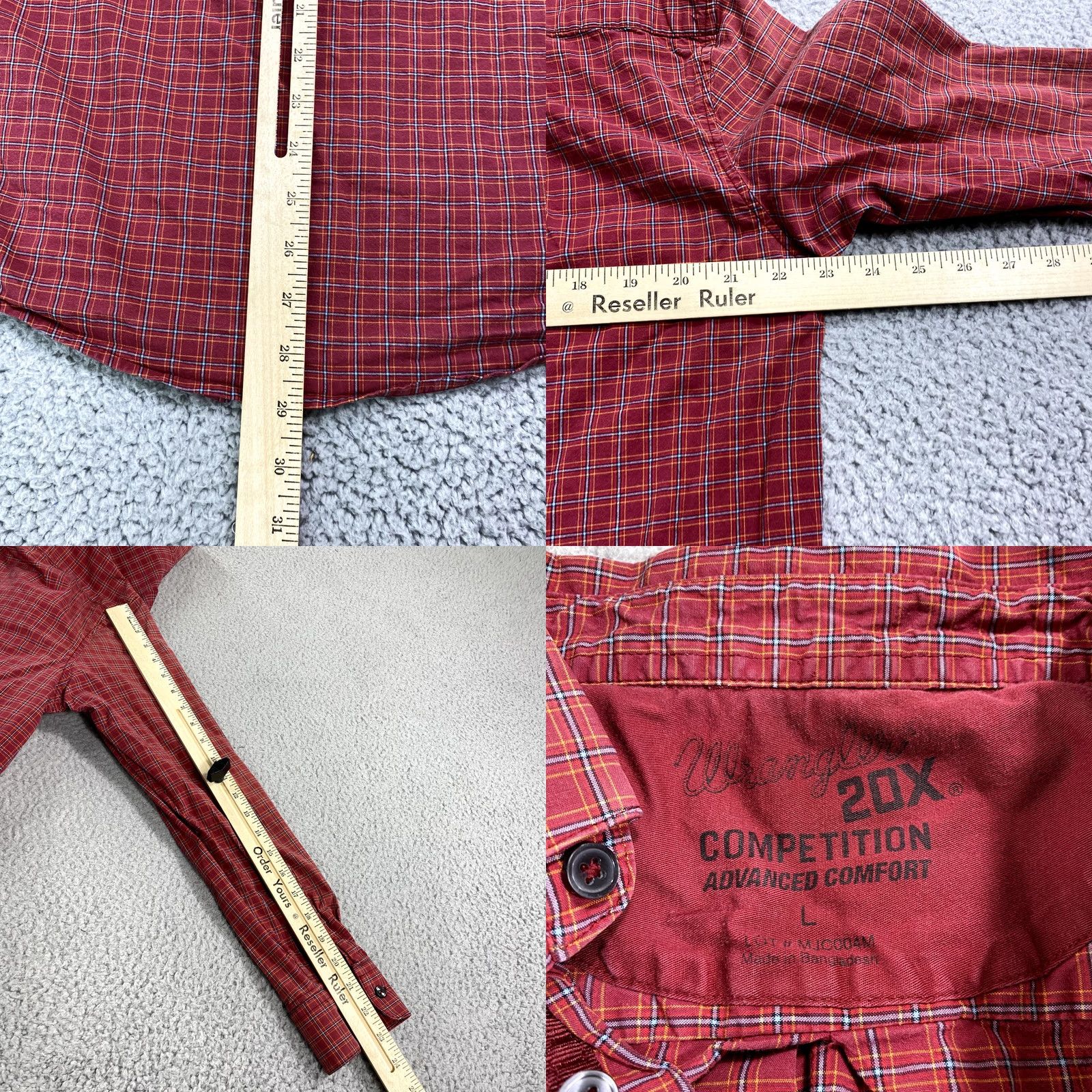 Wrangler Wrangler 20X Competition Shirt Mens Large Red Plaid Cowboy Rodeo Embroidered Size US L / EU 52-54 / 3 - 8 Thumbnail