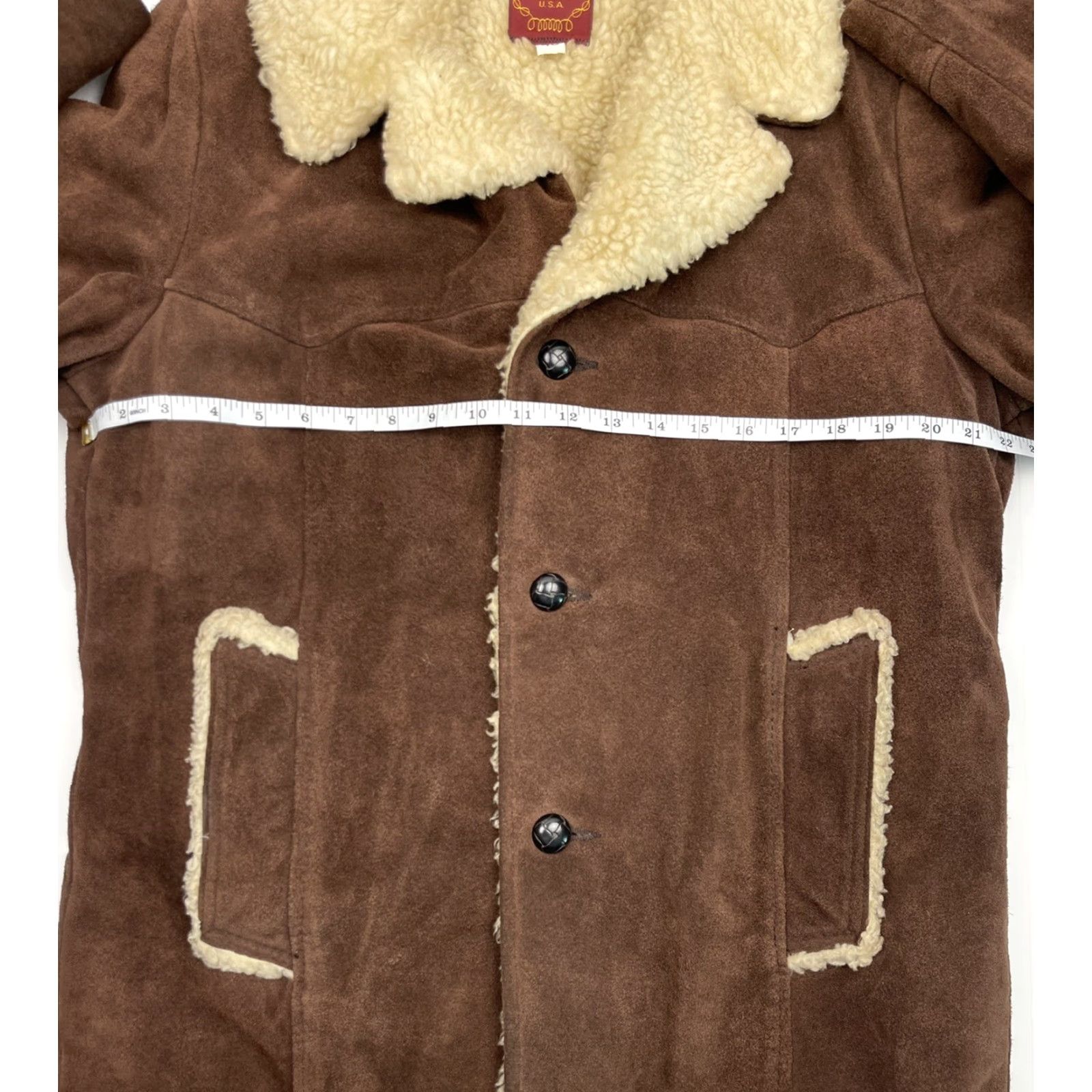 Vintage VINTAGE Ranch Leather Jacket - Suede Wool Sherpa Lined Coat, 90s USA Made, Brown, Size 40, Unisex Adults Size US XXS / EU 40 - 6 Thumbnail
