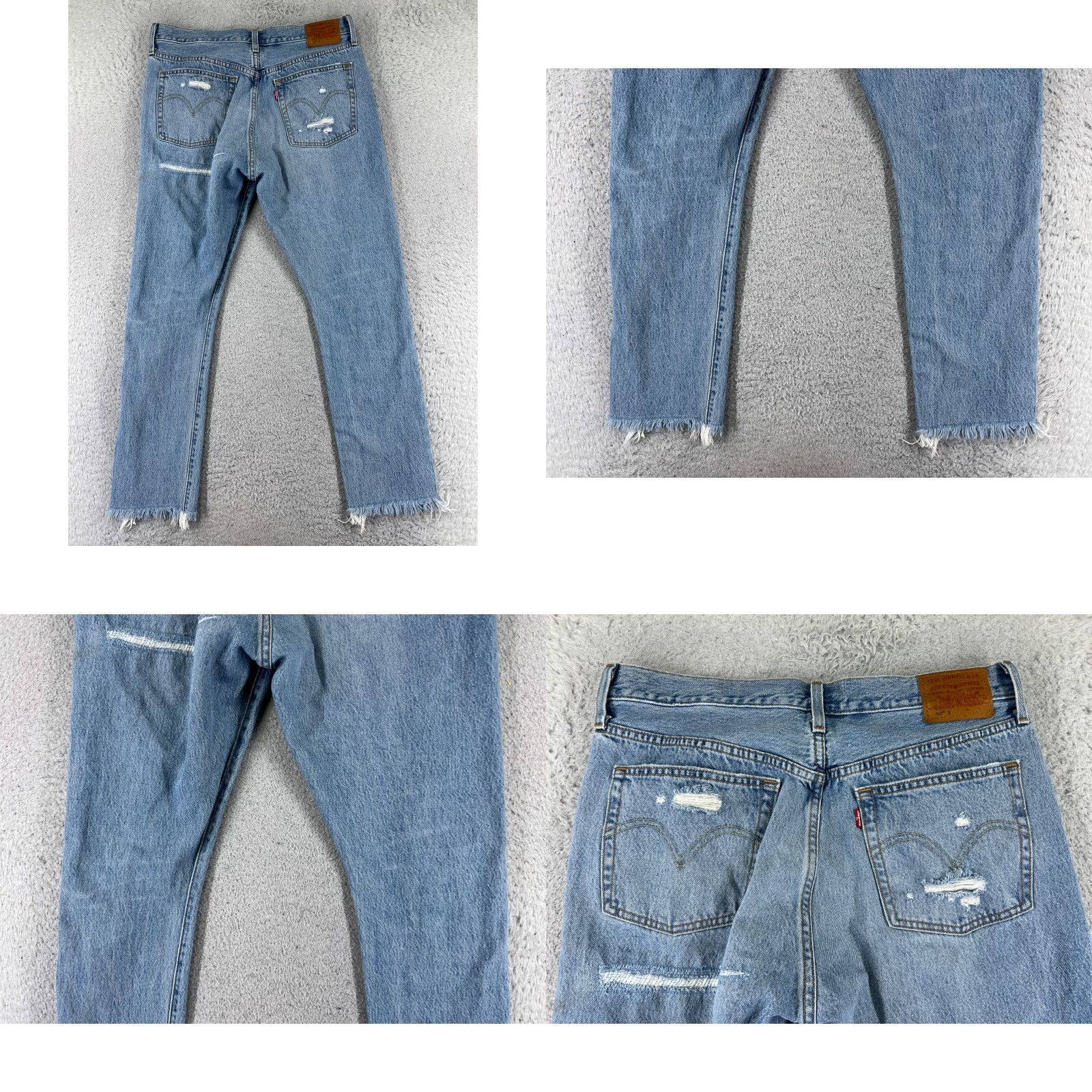 Levi's Levis 501 Jeans Skinny Blue Denim 31x27 Adult Regular Women Button Fly Distressed Stretch Vintage: No Size 24" / US 00 / IT 34 - 10 Thumbnail