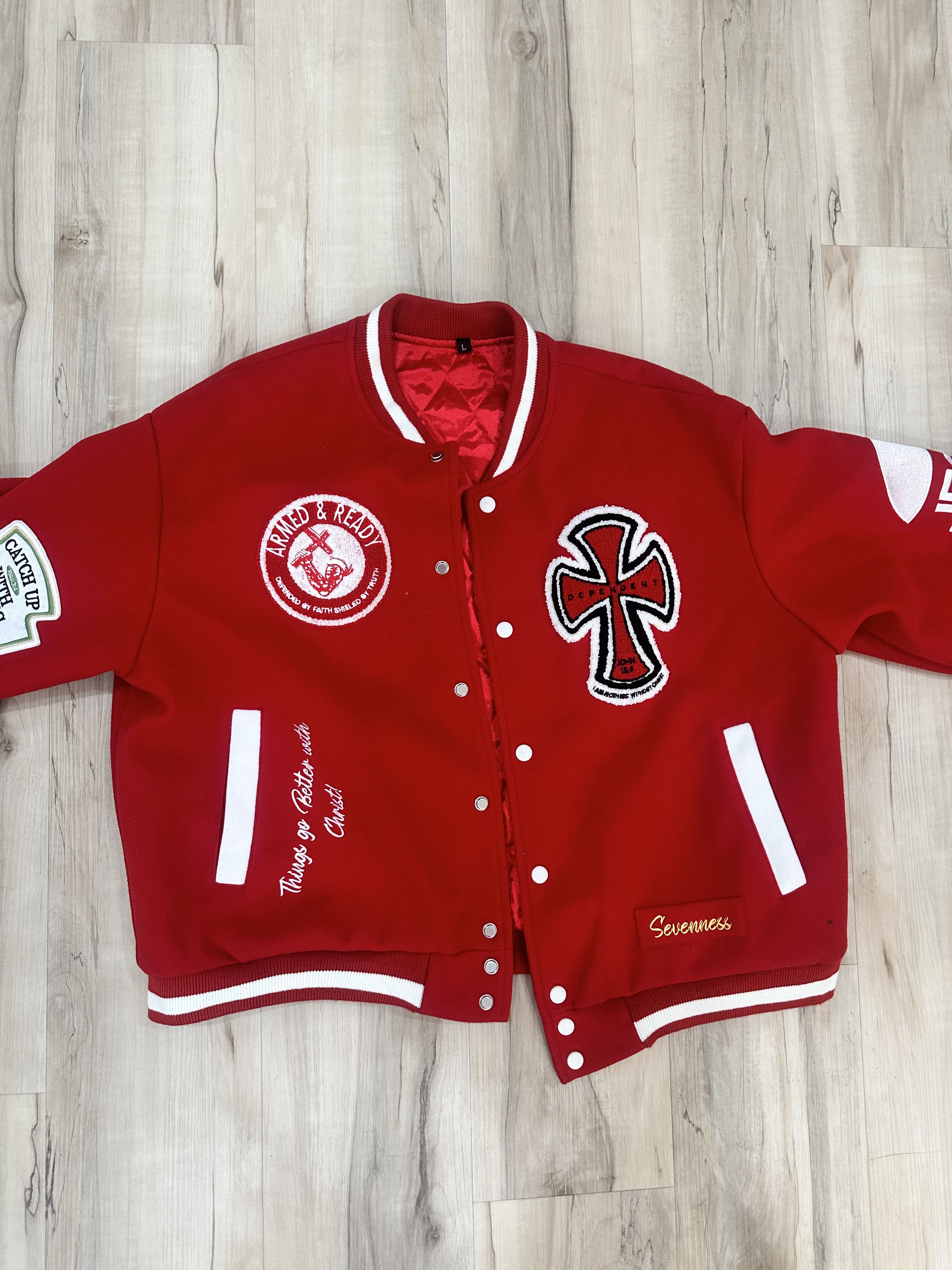 Seventh Heaven Seventh Heaven Branded Varsity Jacket Red L Size US L / EU 52-54 / 3 - 2 Thumbnail