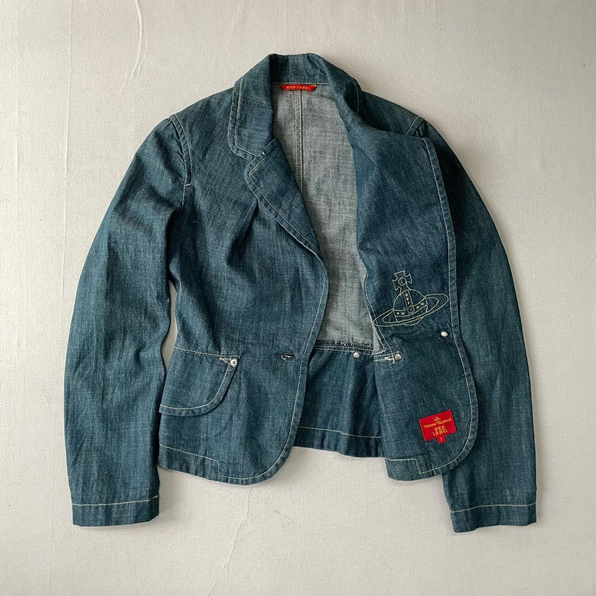 Designer × Vivienne Westwood 2003 Vivienne Westwood Denim Blazer Size S / US 4 / IT 40 - 1 Thumbnail