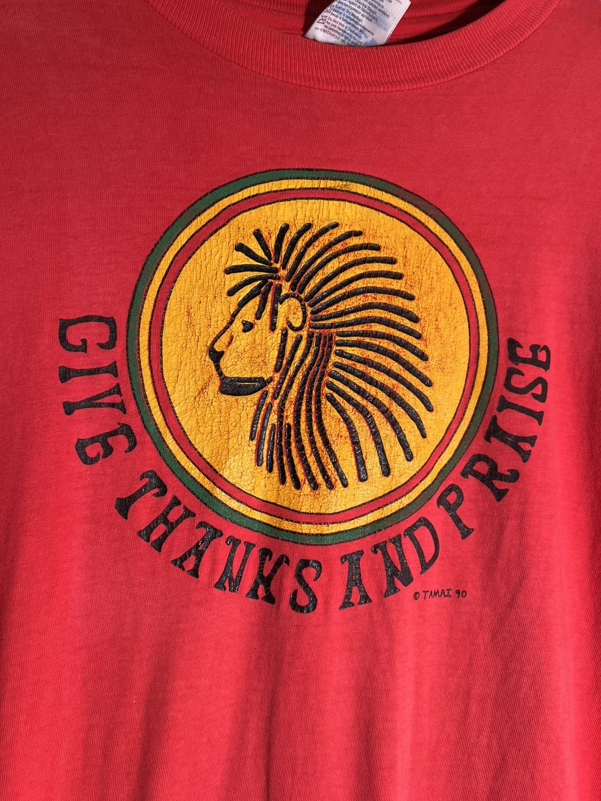Vintage 90’s VTG Vintage Give Thanks & Praise Rasta Lion Retro Shirt Size US XL / EU 56 / 4 - 4 Thumbnail