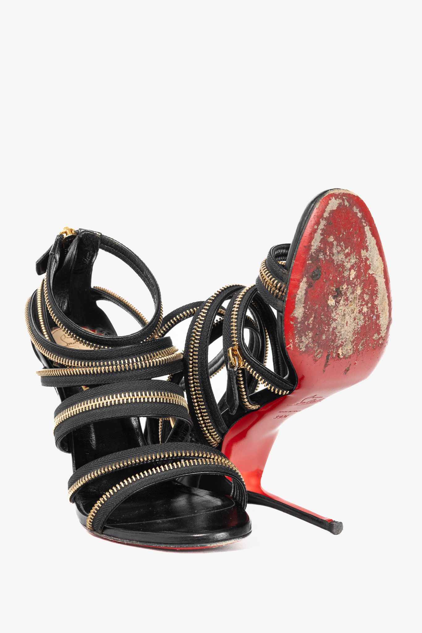 Christian Louboutin Christian Louboutin Unzip 100 Black & Gold Kid Leather Booty Size US 9 / IT 39 - 4 Thumbnail