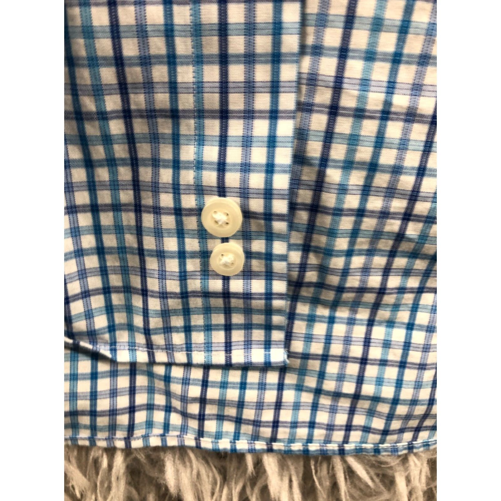 Vintage Kirkland Signature Button-Up Shirt Mens 17.5 Non-Iron Long Sleeve Blue Check (Regular) Size US XXL / EU 58 / 5 - 7 Thumbnail