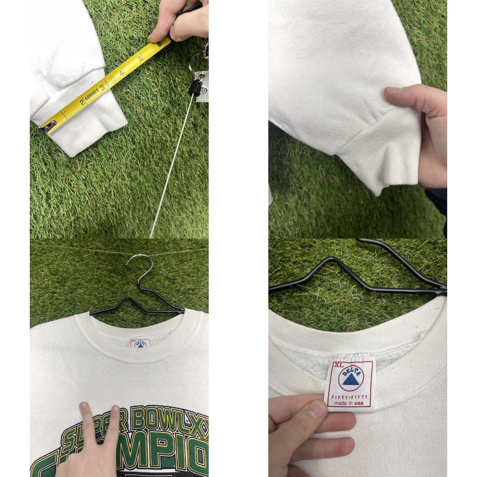 Delta VINTAGE Green Bay Packers Sweatshirt Pullover Mens XL White 90s NFL Super Bowl XXXI Size US XL / EU 56 / 4 - 8 Thumbnail