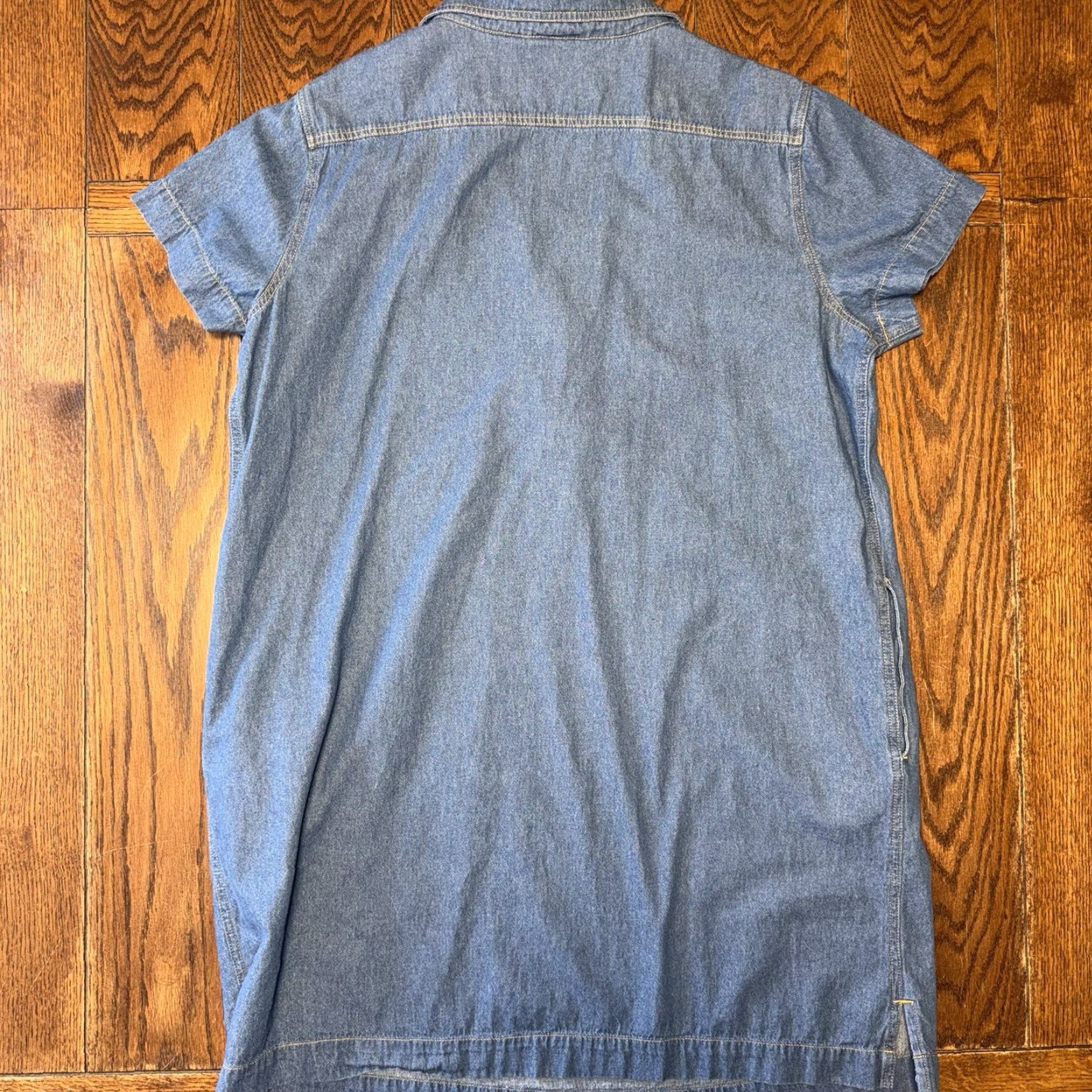Denime The Vermont Country Store Denim Short Sleeve Popover Dress Women’s XL Pockets Blue Size 40" / US 18 - 5 Thumbnail