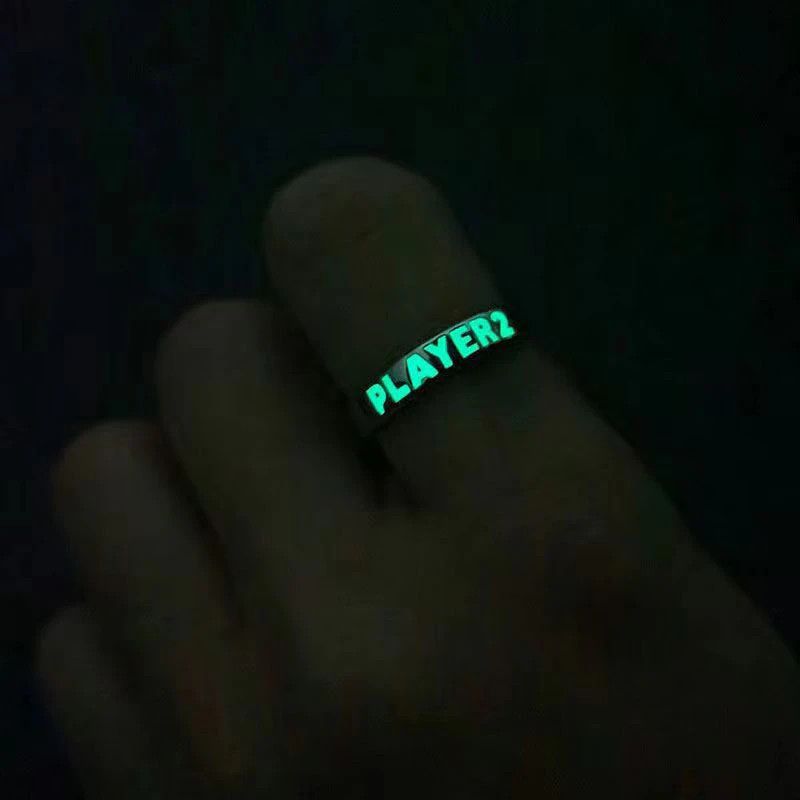 Jewelry 2pcs Fluorescent Player Letter Luminous Ring Size ONE SIZE - 4 Thumbnail
