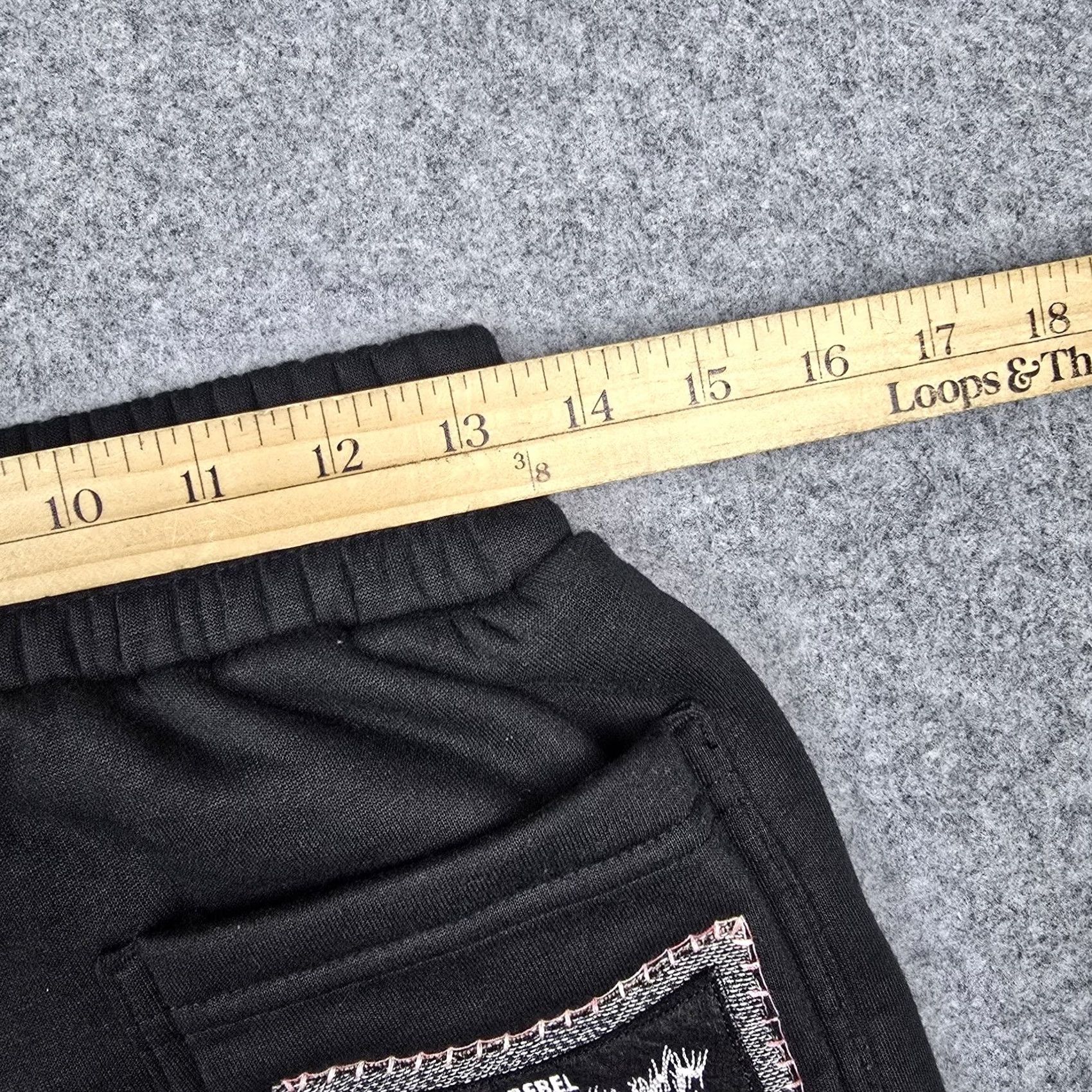 Vintage Rebel Vengeance Pants Mens Small Black Fleece Sweatpants Patchwork Size US 29 - 7 Thumbnail
