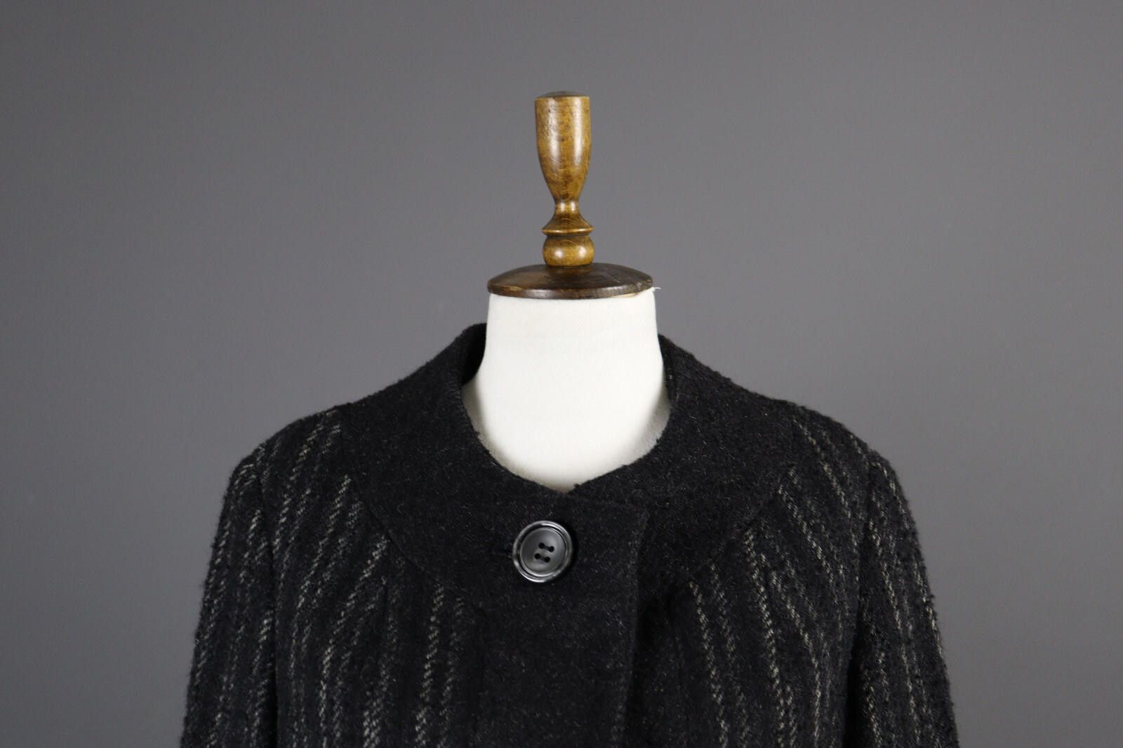 Valstar Vintage Vita by Valstar Wool Gray Stripe Coat Jacket Size L Size L / US 10 / IT 46 - 2 Thumbnail