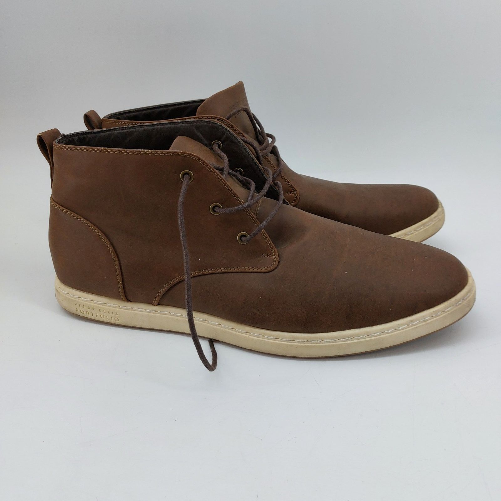 Perry Ellis Perry Ellis Portfolio Men's Brown Lace Up Demi Hi Casual Size US 13 / EU 46 - 2 Thumbnail