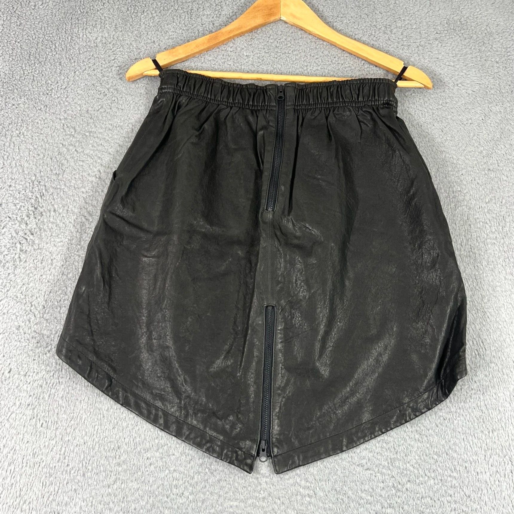 Nike NIKE 100% Lamb Leather High Low Zipper Skirt Women's Medium Black Party/Cocktail Size 32" / US 10 / IT 46 - 2 Thumbnail