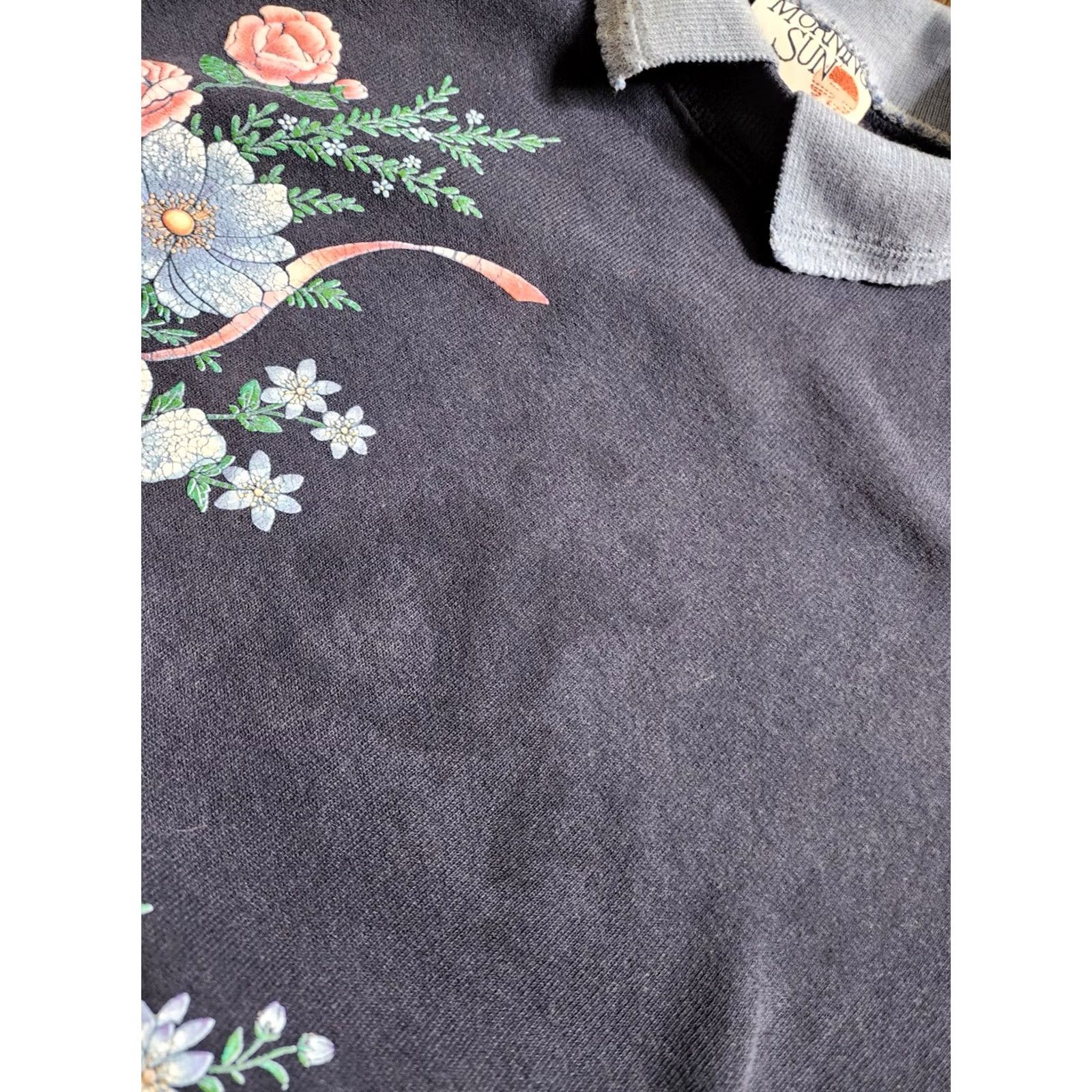 Vintage VINTAGE Morning Sun Sweatshirt Collared Blue Floral Pullover L Mens Regular All Seasons Easy Care Size L / US 10 / IT 46 - 7 Thumbnail