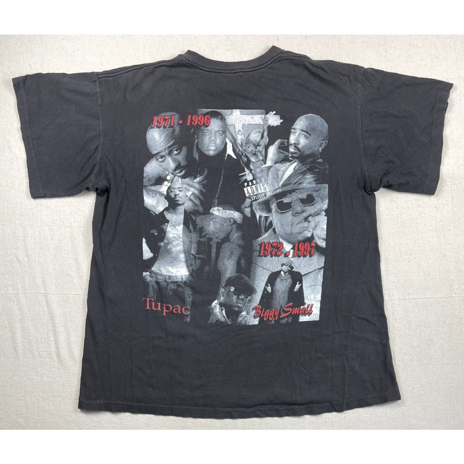 Vintage VINTAGE Rap T-Shirt Short Hills Mens XXL Black 90s Snoop Dogg Tupac Biggie Puff Daddy Lil Kim 2-Sided Crew Neck Cotton Short Sleeve Size US XL / EU 56 / 4 - 2 Thumbnail