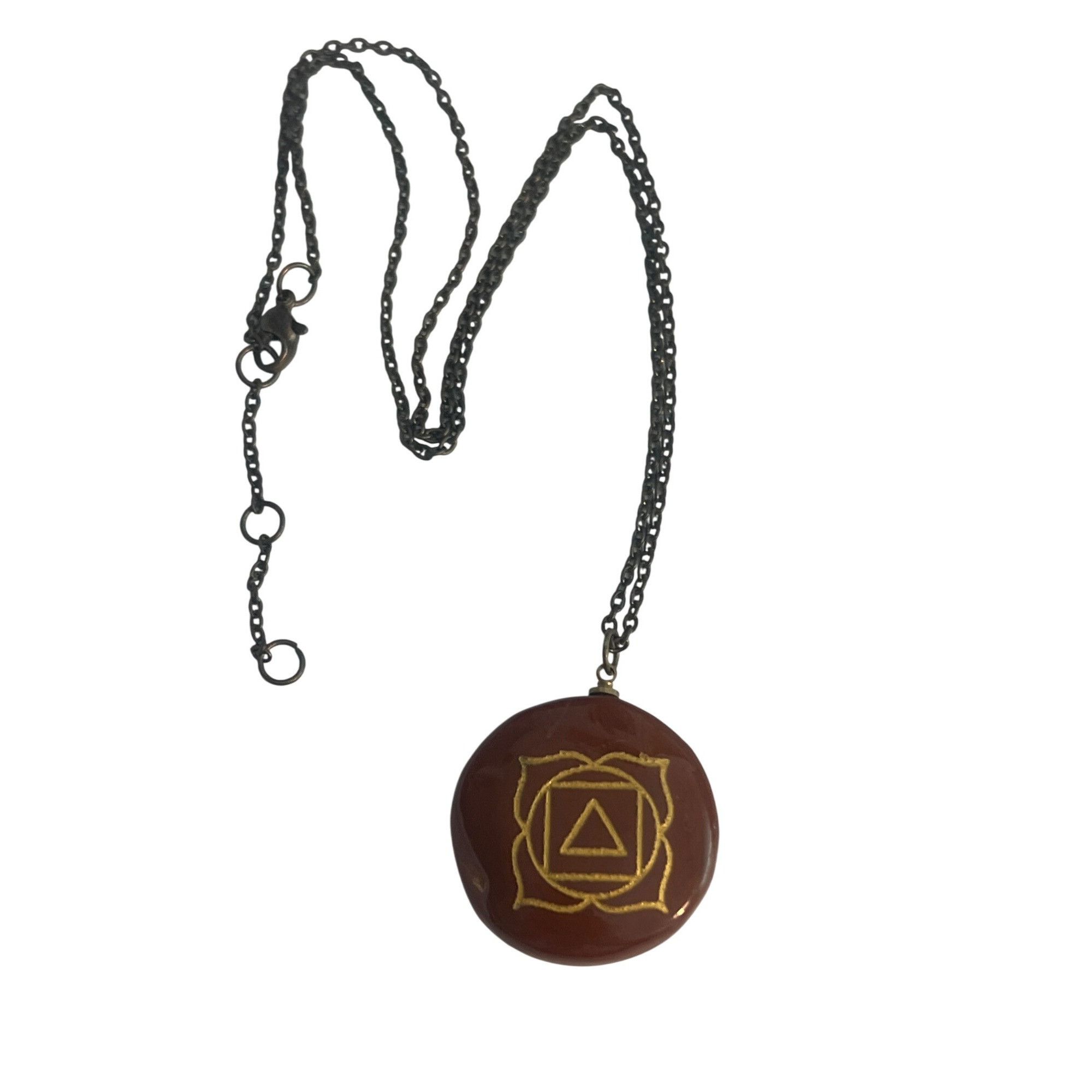 Other Root Chakra Pendant Necklace Red Jasper Gold Symbol Antique Size ONE SIZE - 6 Thumbnail