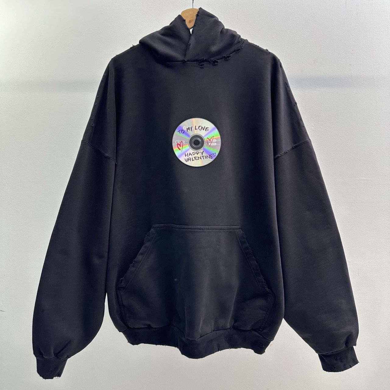 Pre-owned Balenciaga Valentines Day Cd Hoodie In Black
