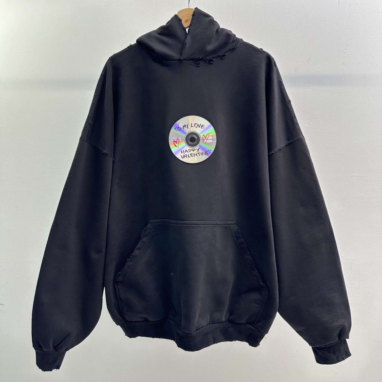 image of Balenciaga Valentines Day Cd Hoodie in Black, Men's (Size XL)