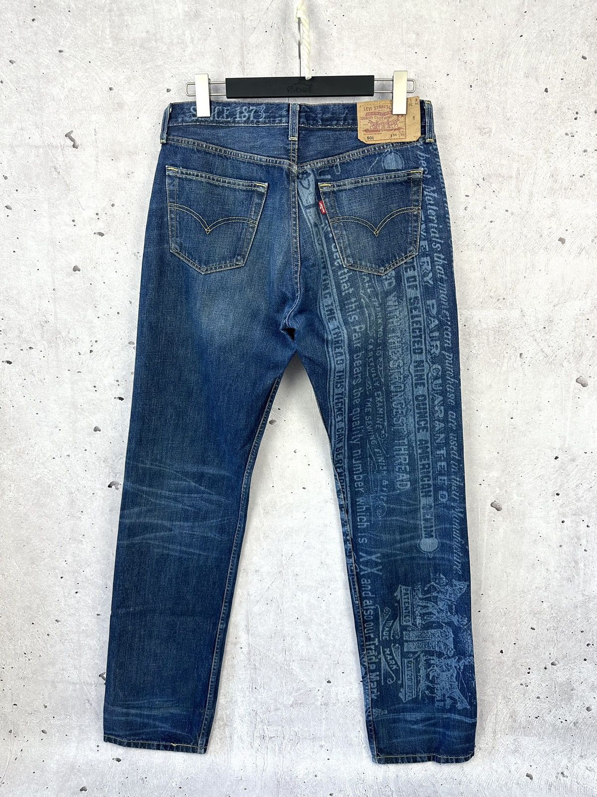 Vintage Vintage Levi s 501 XX Washed Printed Dark Blue Cotton Jeans Grailed