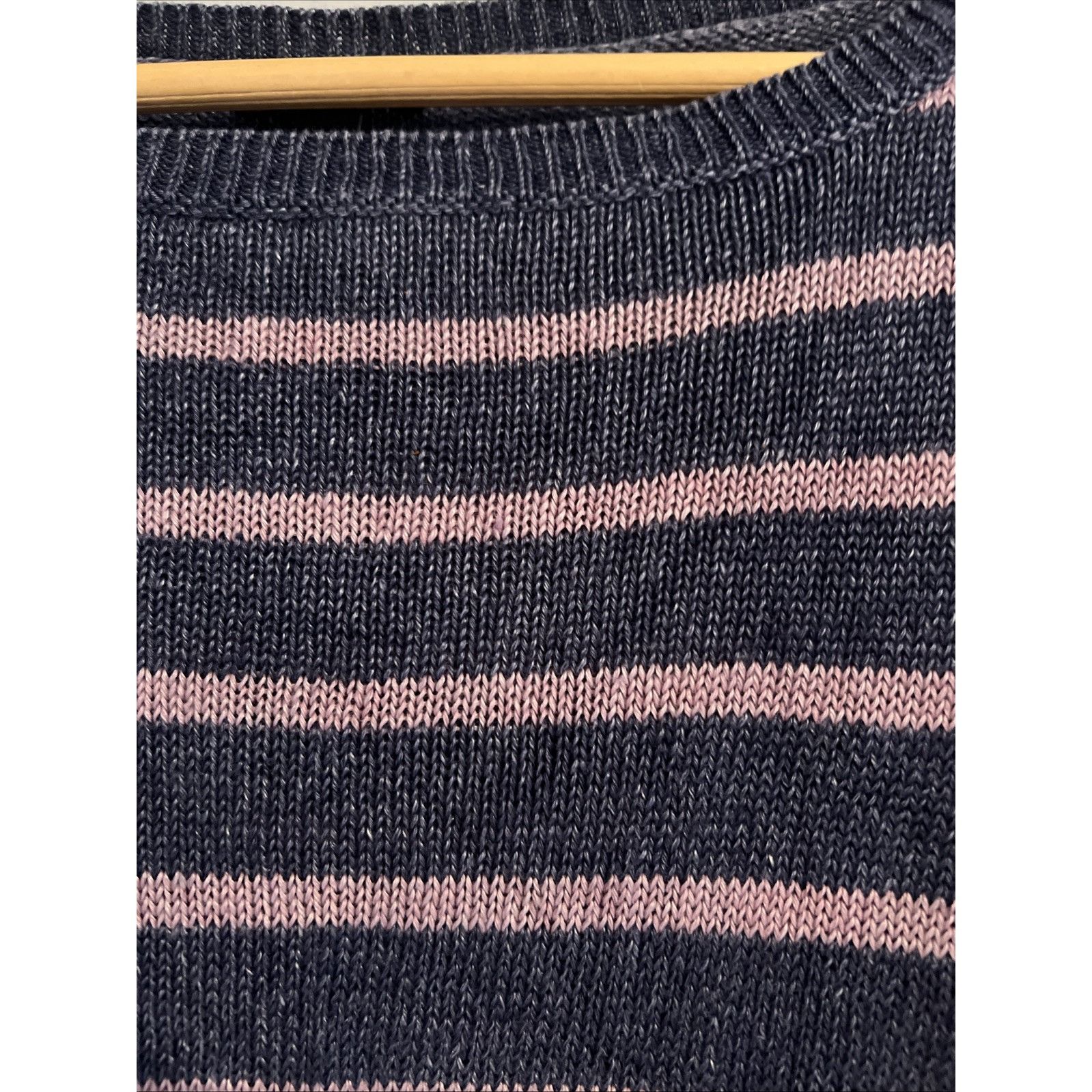 Talbots TALBOTS Women’s Crew Neck Sweater 100% Linen Blue Pink Strip Size L / US 10 / IT 46 - 2 Thumbnail