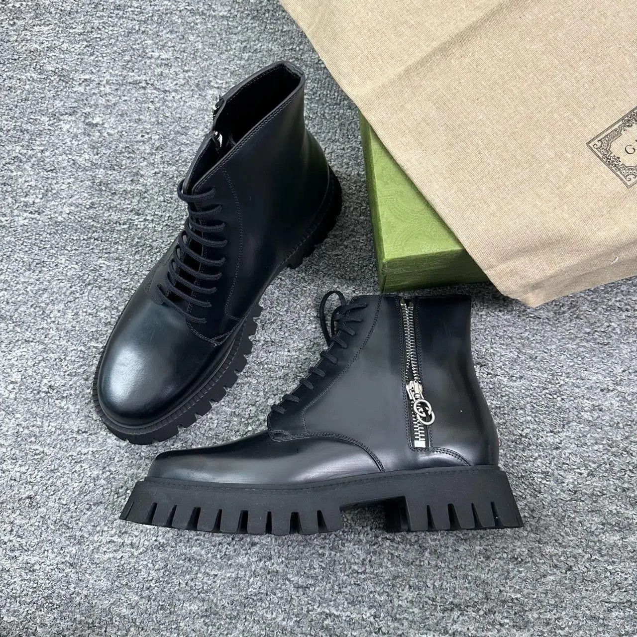 Gucci Gucci Black Platform Martin Boots Size 42.5. Size US 9.5 / EU 42-43 - 1 Thumbnail