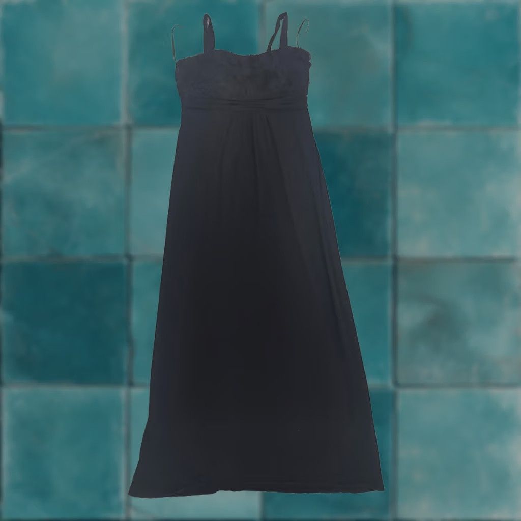 Vintage En Focus Studio Women’s Black Rose Maxi Dress - Size 12 - Sleeveless - Long - Polyester Spandex - Formal Party Communion - Solid - 12 - Women Size XL / US 12-14 / IT 48-50 - 1 Thumbnail