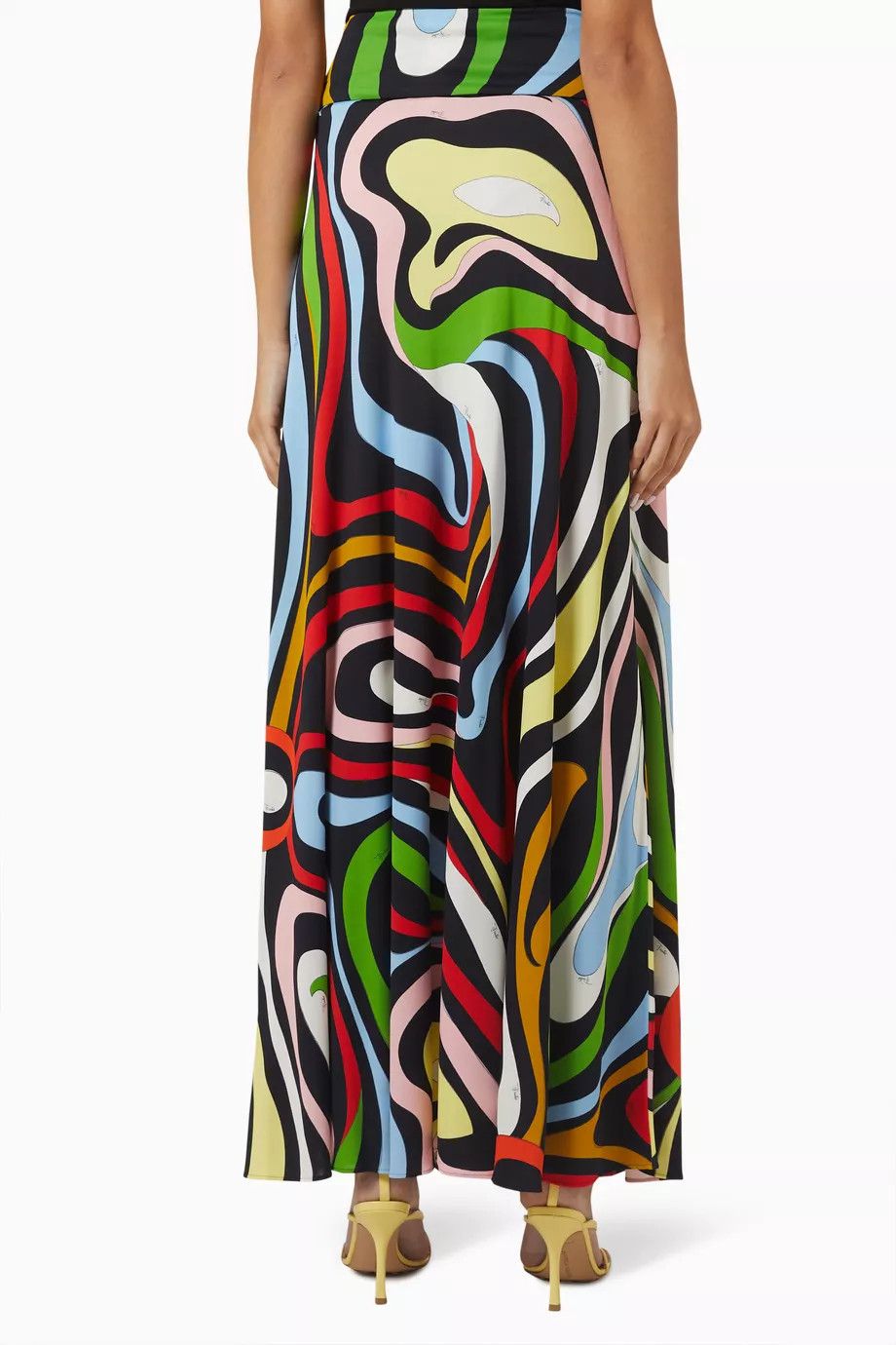 Emilio Pucci o1mle1224 Marmo Print Jersey Maxi Skirt in Multicolor Size 34" / US 12 / IT 48 - 3 Thumbnail