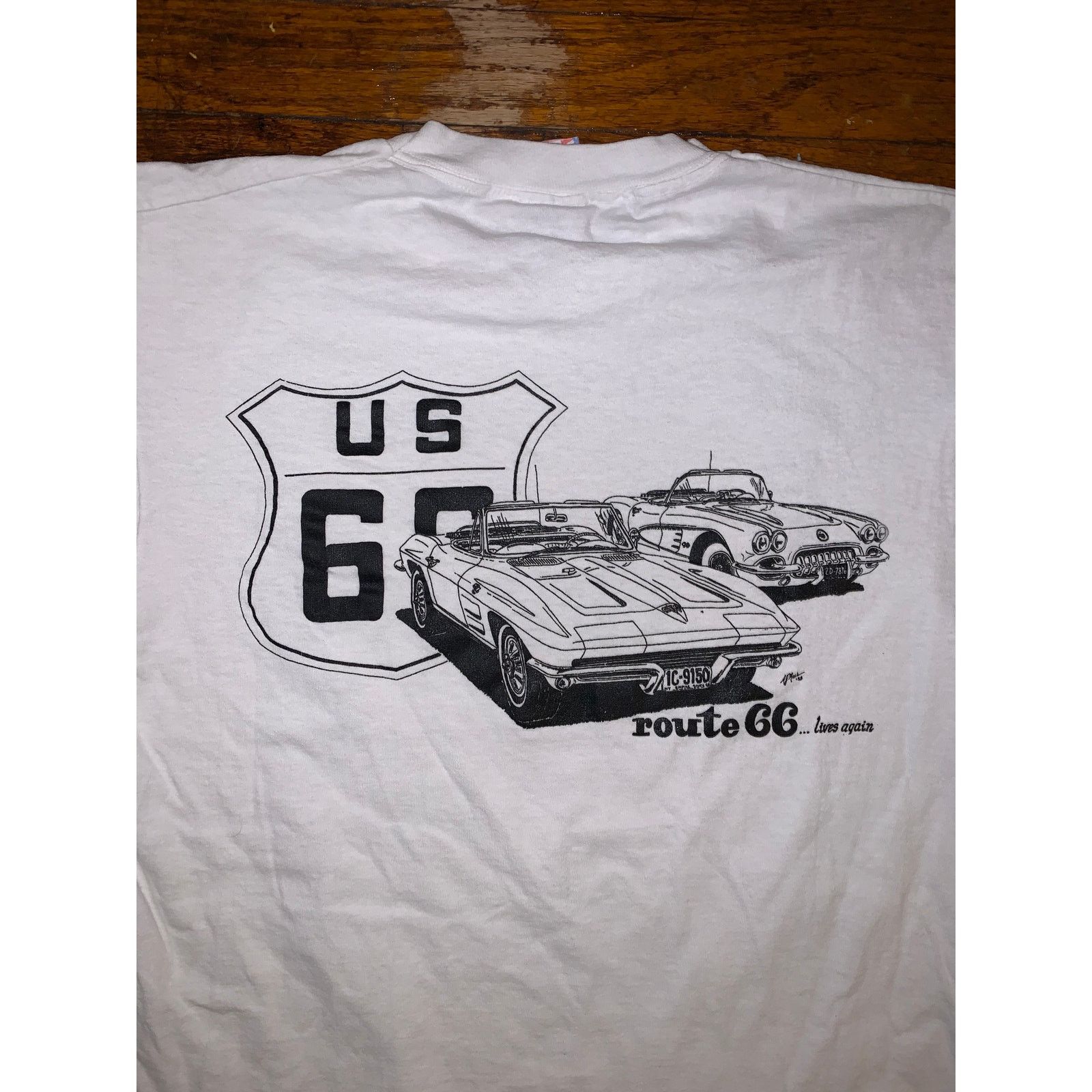 Fruit Of The Loom × Vintage Route 66 Corvette T Shirt Large Vette Vues Triple Print USA Size US M / EU 48-50 / 2 - 5 Thumbnail