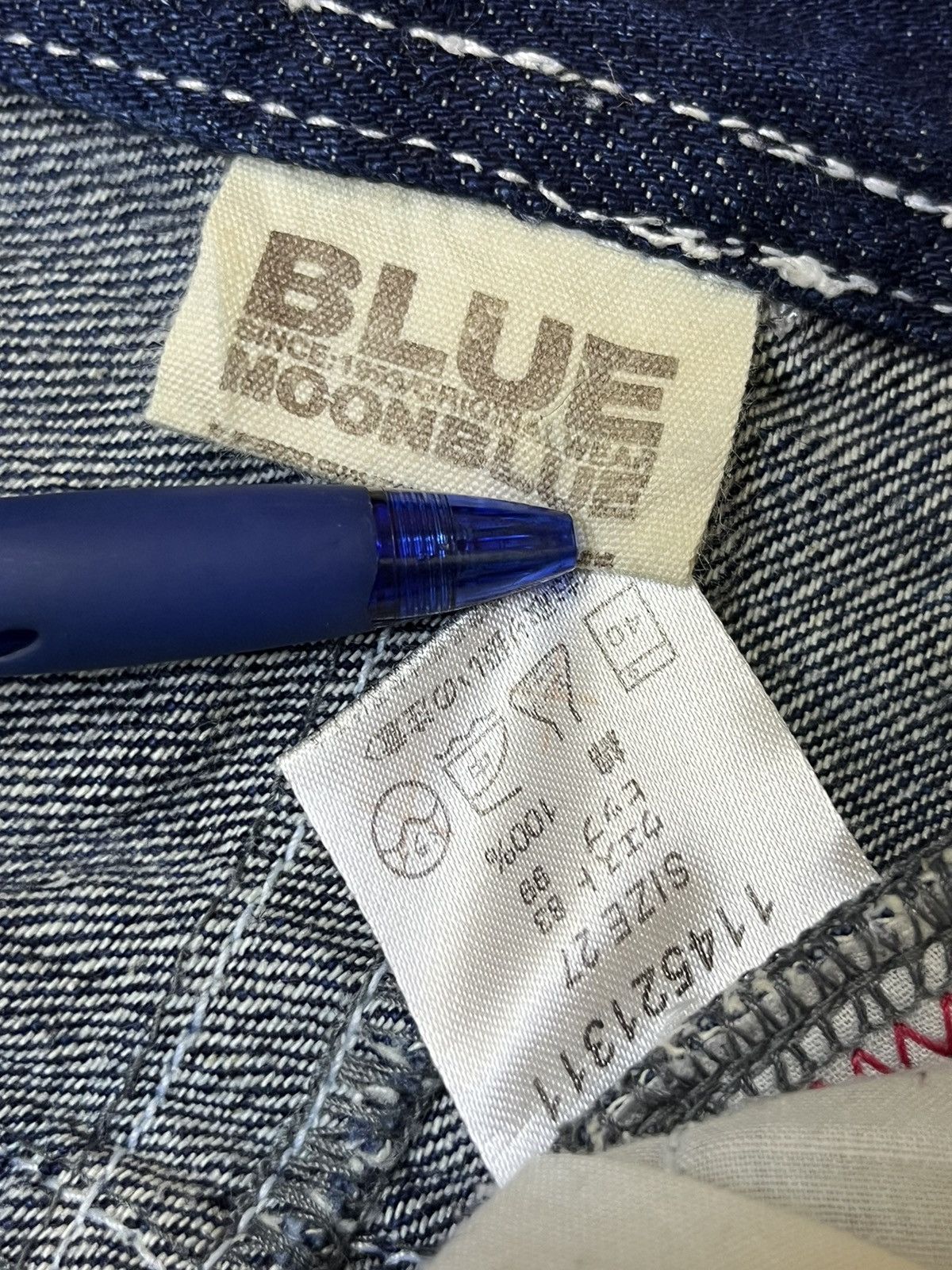 Japanese Brand SICK🔥JAPANESE BMB BLUE MOON BLUE STRAIGHT LEG PAINTED JEANS Size US 32 / EU 48 - 19 Thumbnail