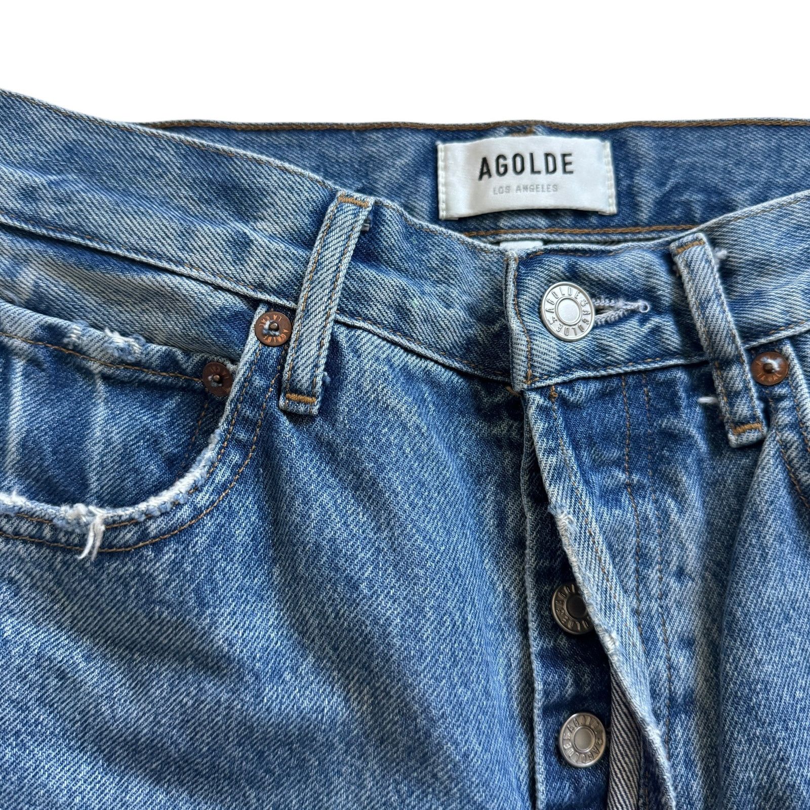 Agolde AGOLDE Riley High Rise Straight Crop Jean Haven Wash Size 25" / US 0 / IT 36 - 5 Thumbnail