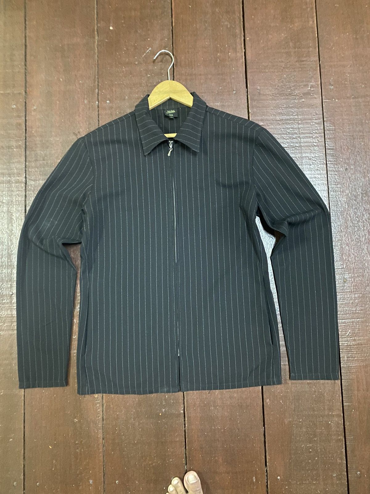 Jean Paul Gaultier Jeans Paul Gaultier Slim Black Striped Zip Seersucker Suit. Size L / US 10 / IT 46 - 6 Thumbnail