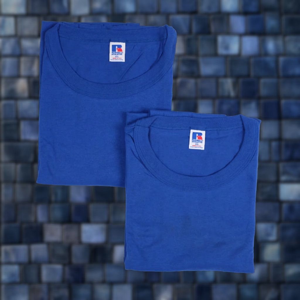 VINTAGE Russell Athletic Basic T-Shirt - 2XL Royal Blue Short Sleeve Crew Neck Unisex Adults Mens 80s Retro Vintage Lot of 2