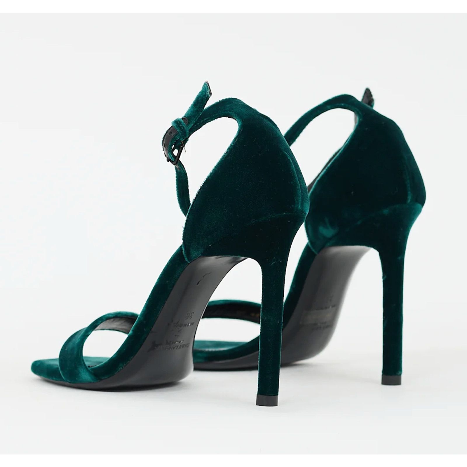 Yves Saint Laurent Saint Laurent Amber 105 Malachite Green Velvet Ankle Strap Size US 6 / IT 36 - 12 Thumbnail