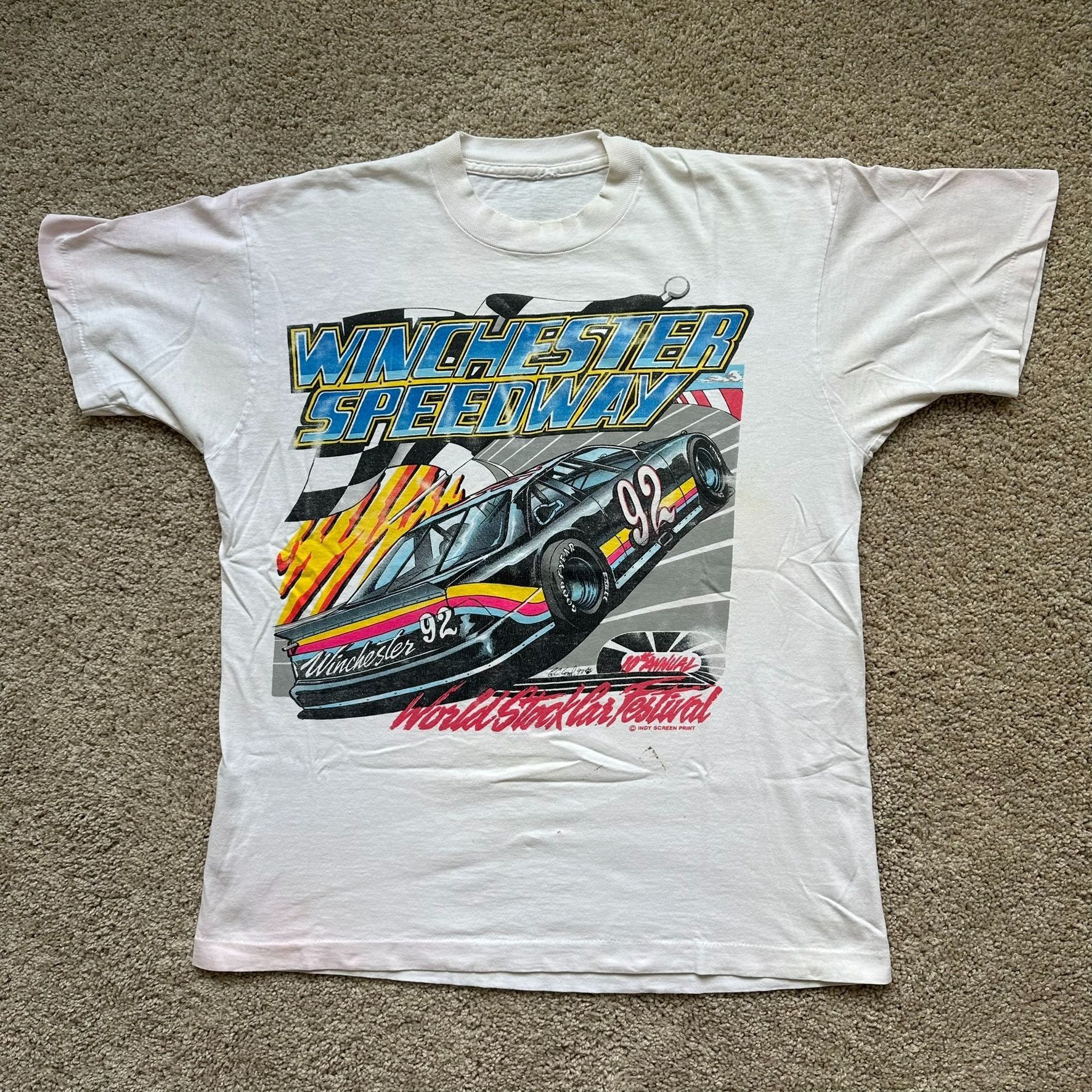 Vintage Vintage 90s Winchester Speedway T-Shirt World Stock Car Fest Size US L / EU 52-54 / 3 - 3 Thumbnail