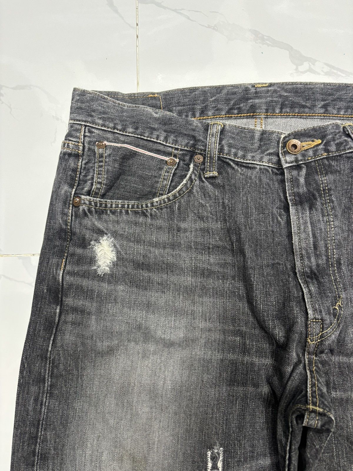 Edwin 🔥Rare🔥Edwin 505 Rips Distress Selvedge Denim Shorts Pants Size US 34 / EU 50 - 9 Thumbnail