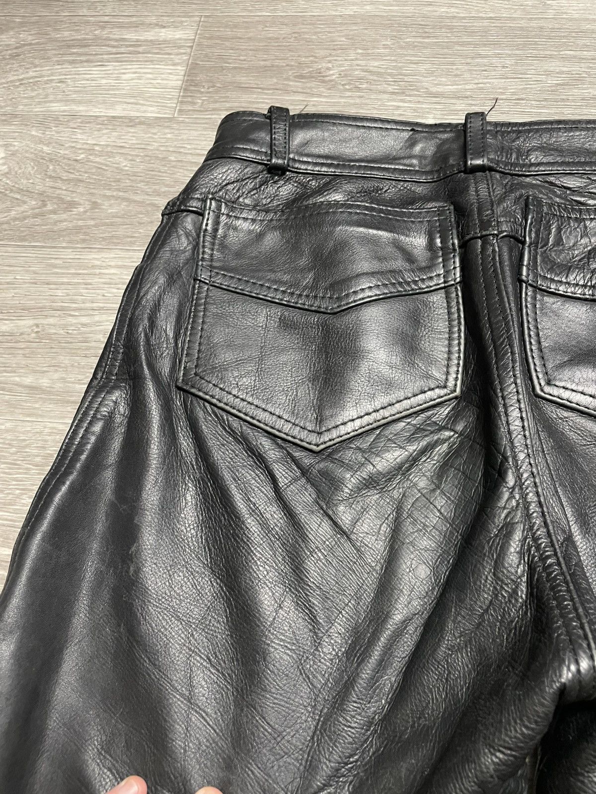 Genuine Leather Vintage Moto Real Leather Black Pants Size US 29 - 20 Thumbnail