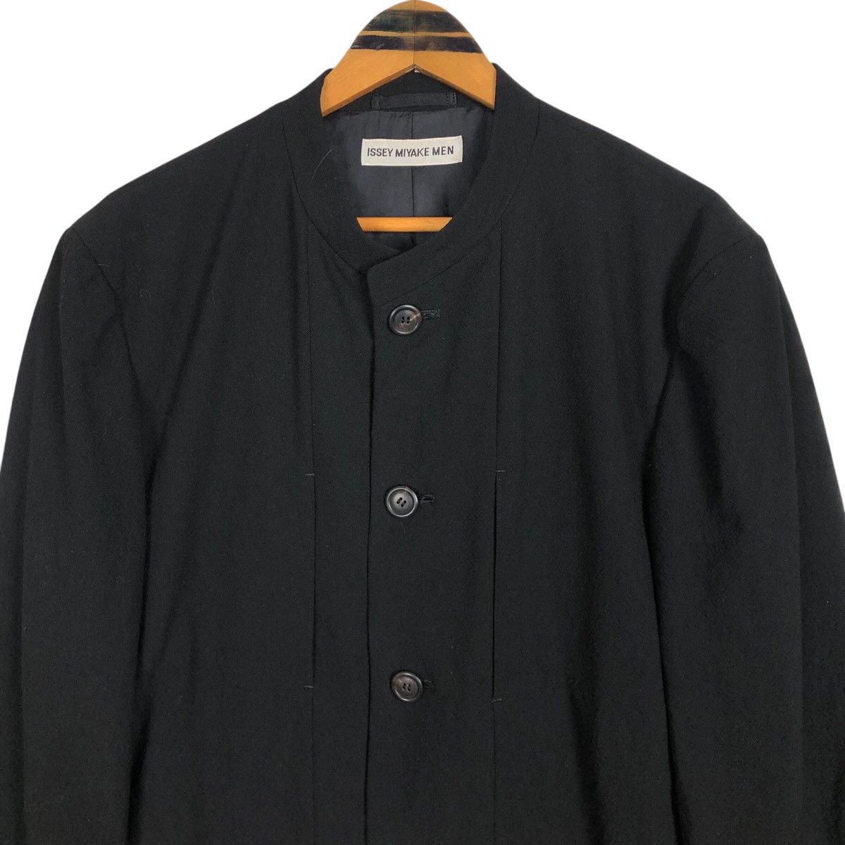 Issey Miyake Vintage Issey Miyake Men S/S 2009 Mandarin Collar Wool Coat Size US L / EU 52-54 / 3 - 3 Thumbnail