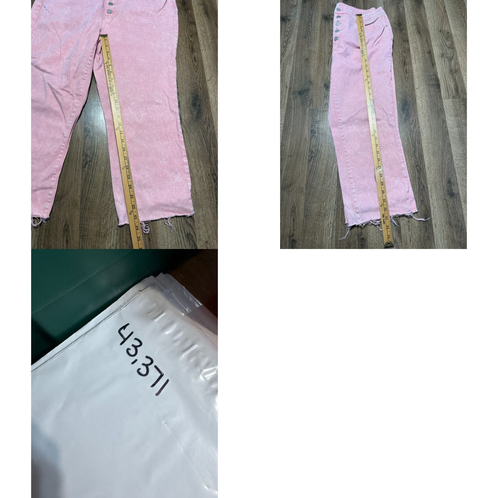 Vintage Time & Tru Jeans Women's 18 Pink Light Wash Raw Hem Straight Button Fly Jeans Size 40" / US 18 - 9 Thumbnail