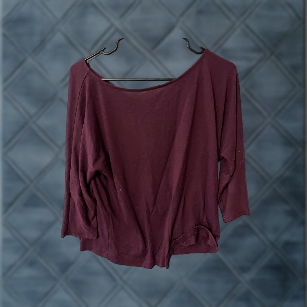 Loft VINTAGE LOFT Shirt Women's XS Maroon Crew Neck 3/4 Sleeve Blouse Short History? (Wait) Size XS / US 0-2 / IT 36-38 - 1 Thumbnail