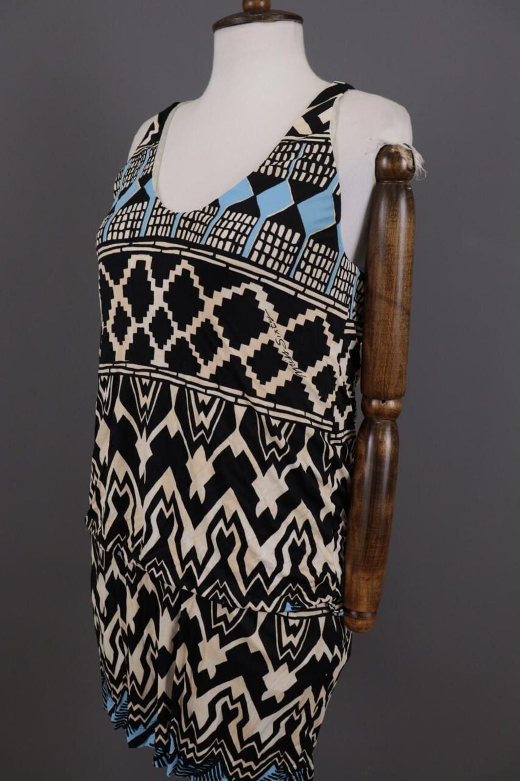 Designer Miss Sixty Collection Black Abstract Stretch Short Dress M Size M / US 6-8 / IT 42-44 - 8 Thumbnail