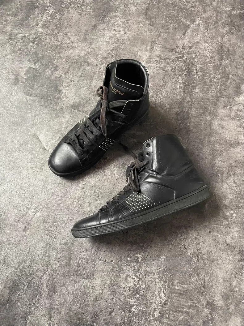 Saint Laurent Paris Saint Laurent Paris High-top black stud flat shoes Size US 6 / EU 39 - 2 Thumbnail